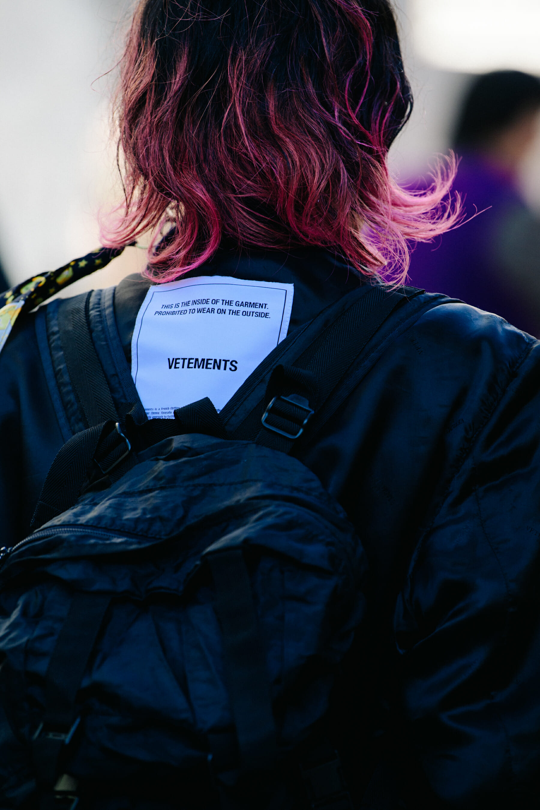 Woman wearing Vetements jacket