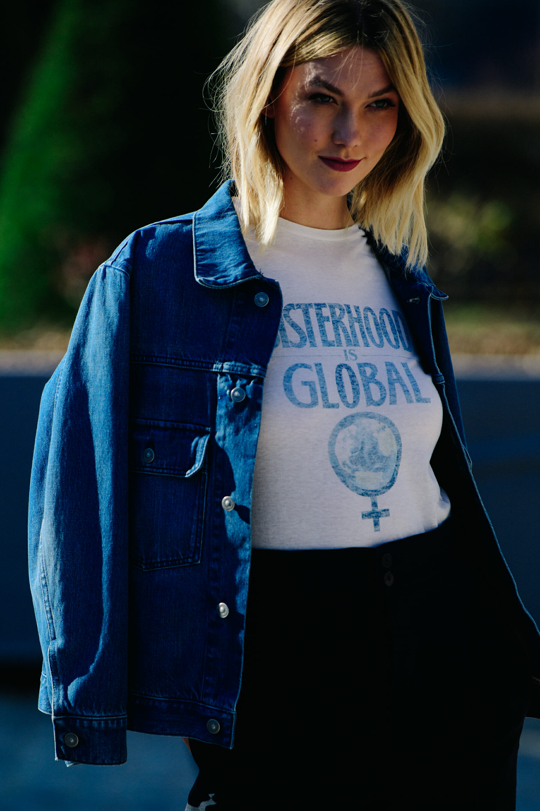 Supermodel wearing denim