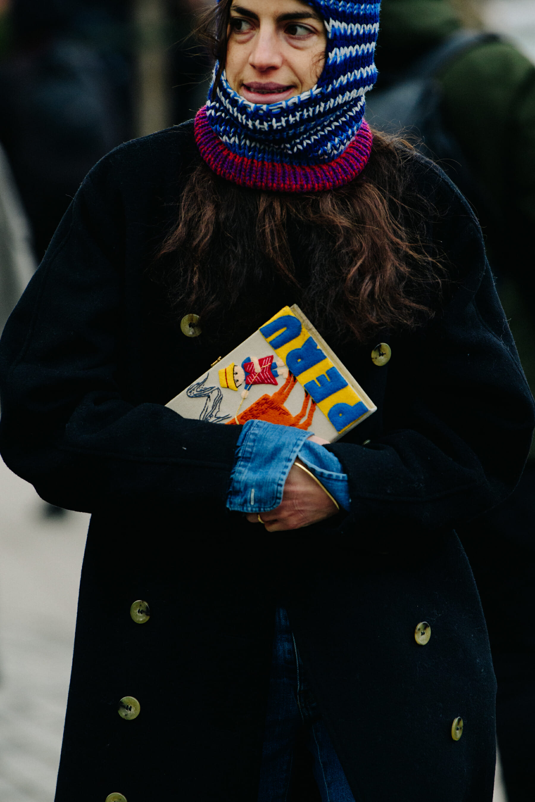 Woman wearing wool balaclava