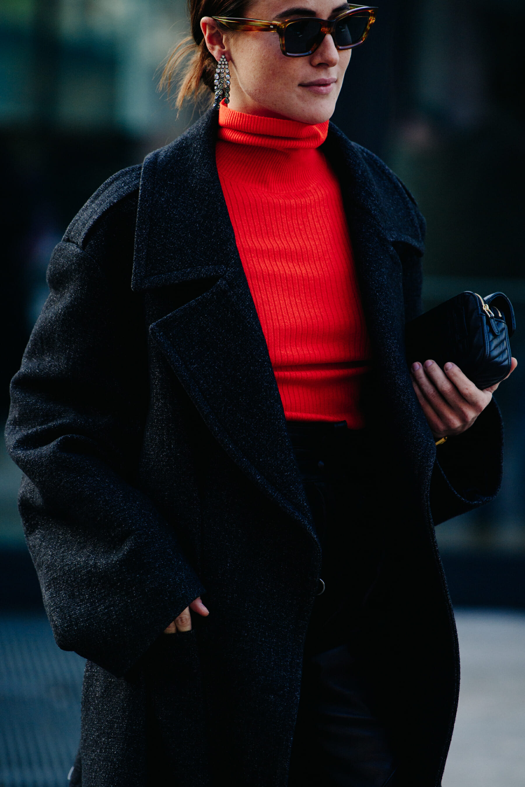 Woman wearing red top