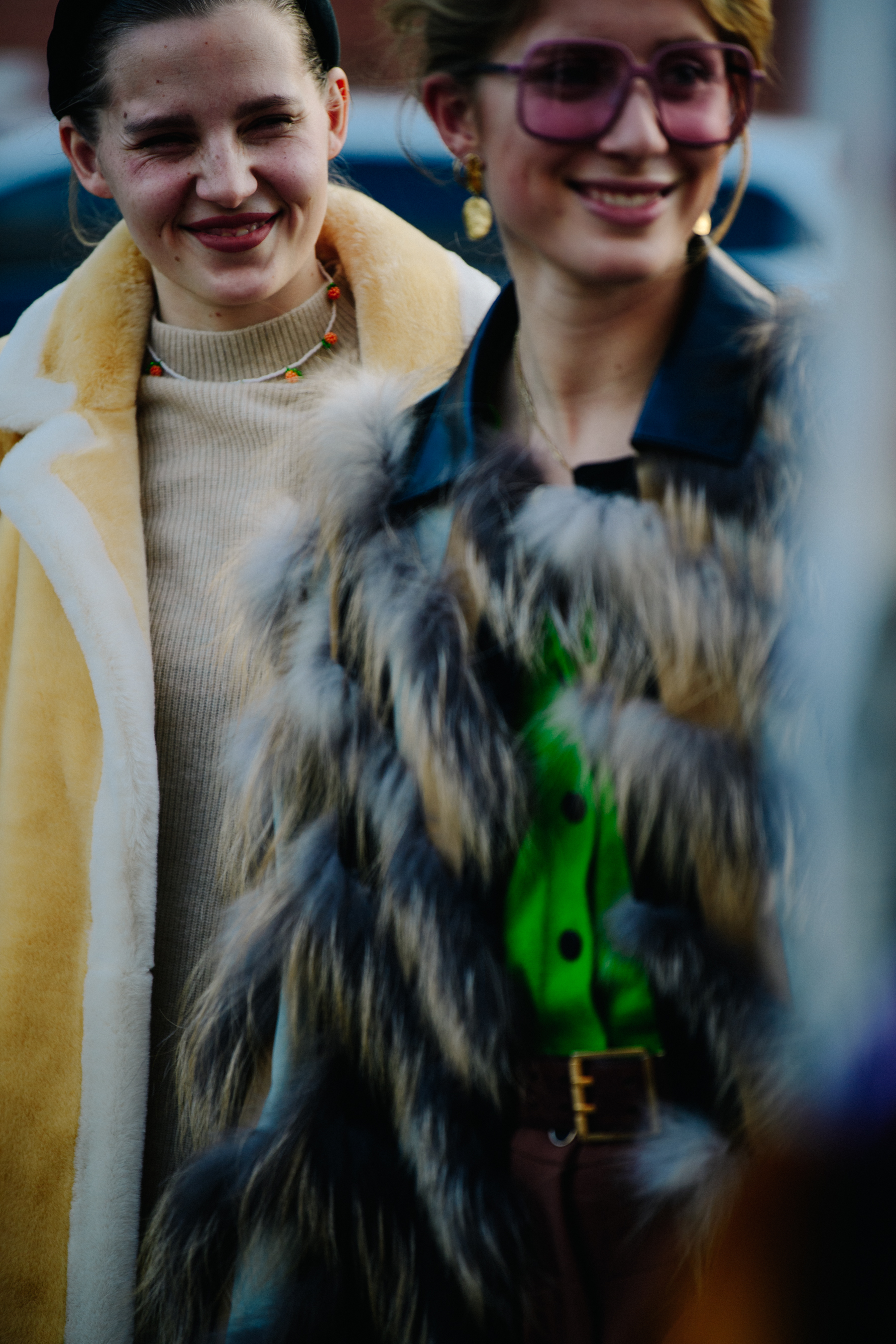 Woman wearing fur coat