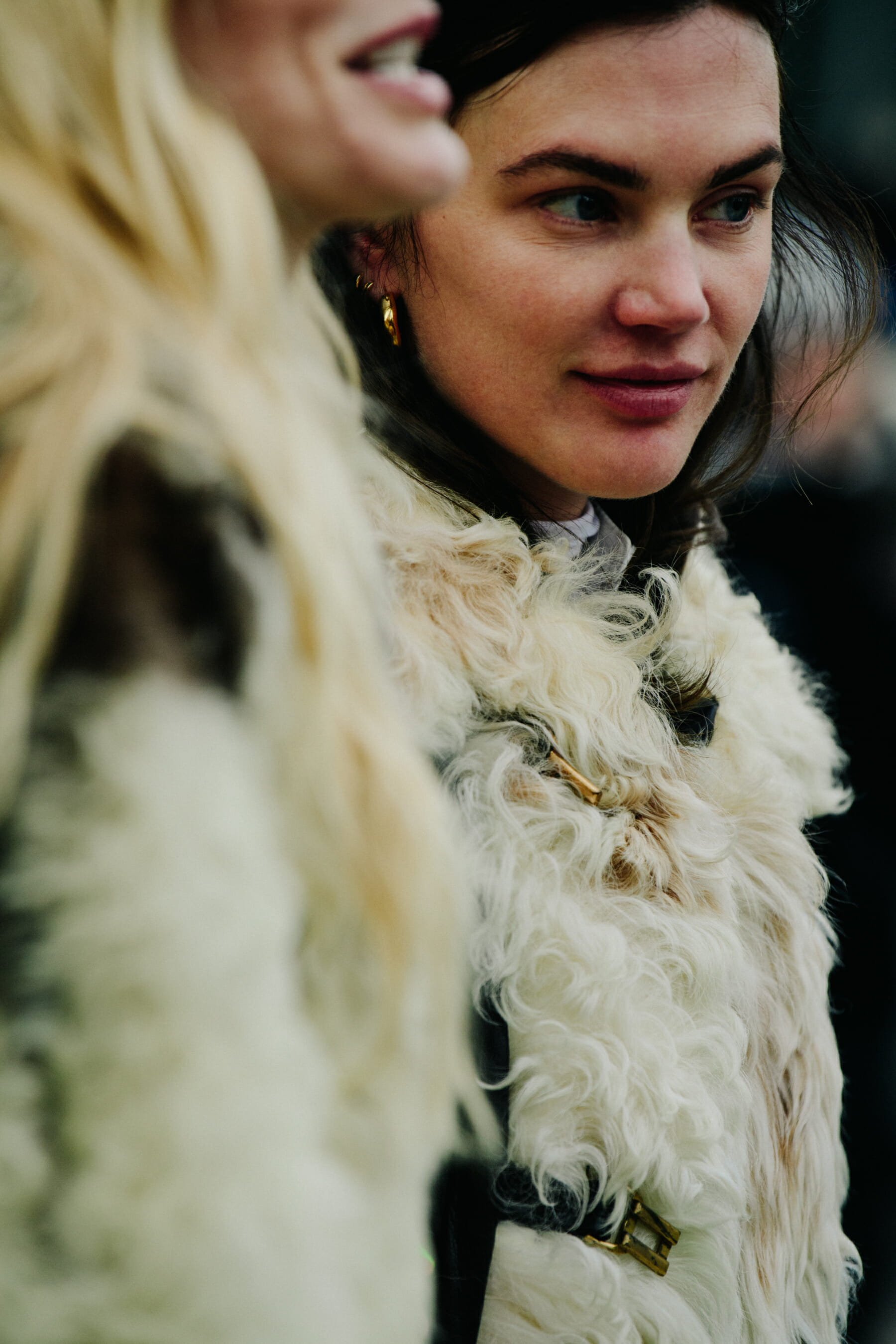 Woman wearing wool coat