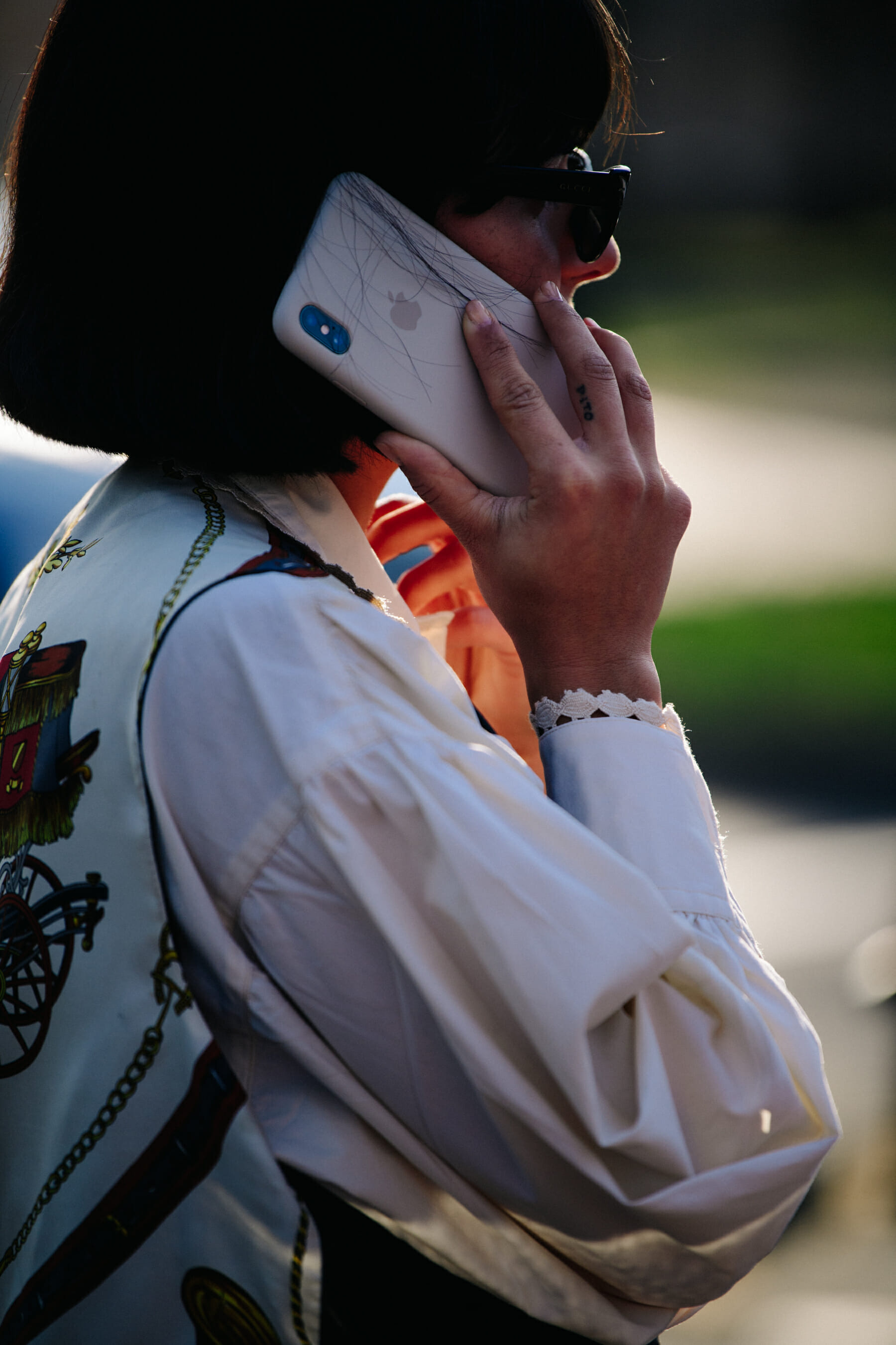Spanish blogger wearing pattern top