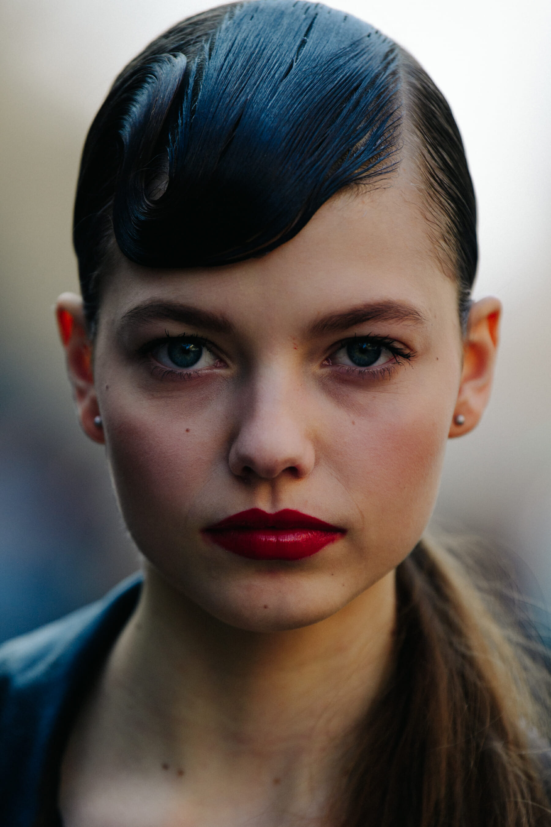 Portrait of model with red lipstick
