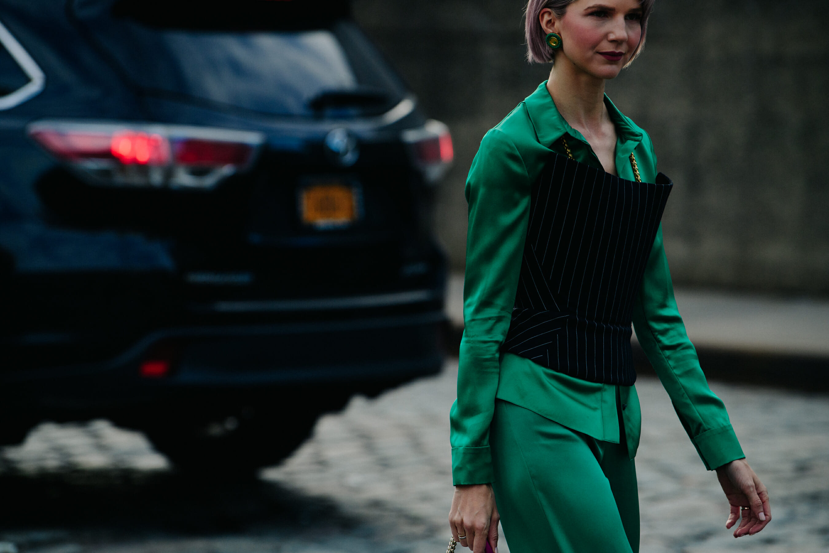 Woman wearing green outfit