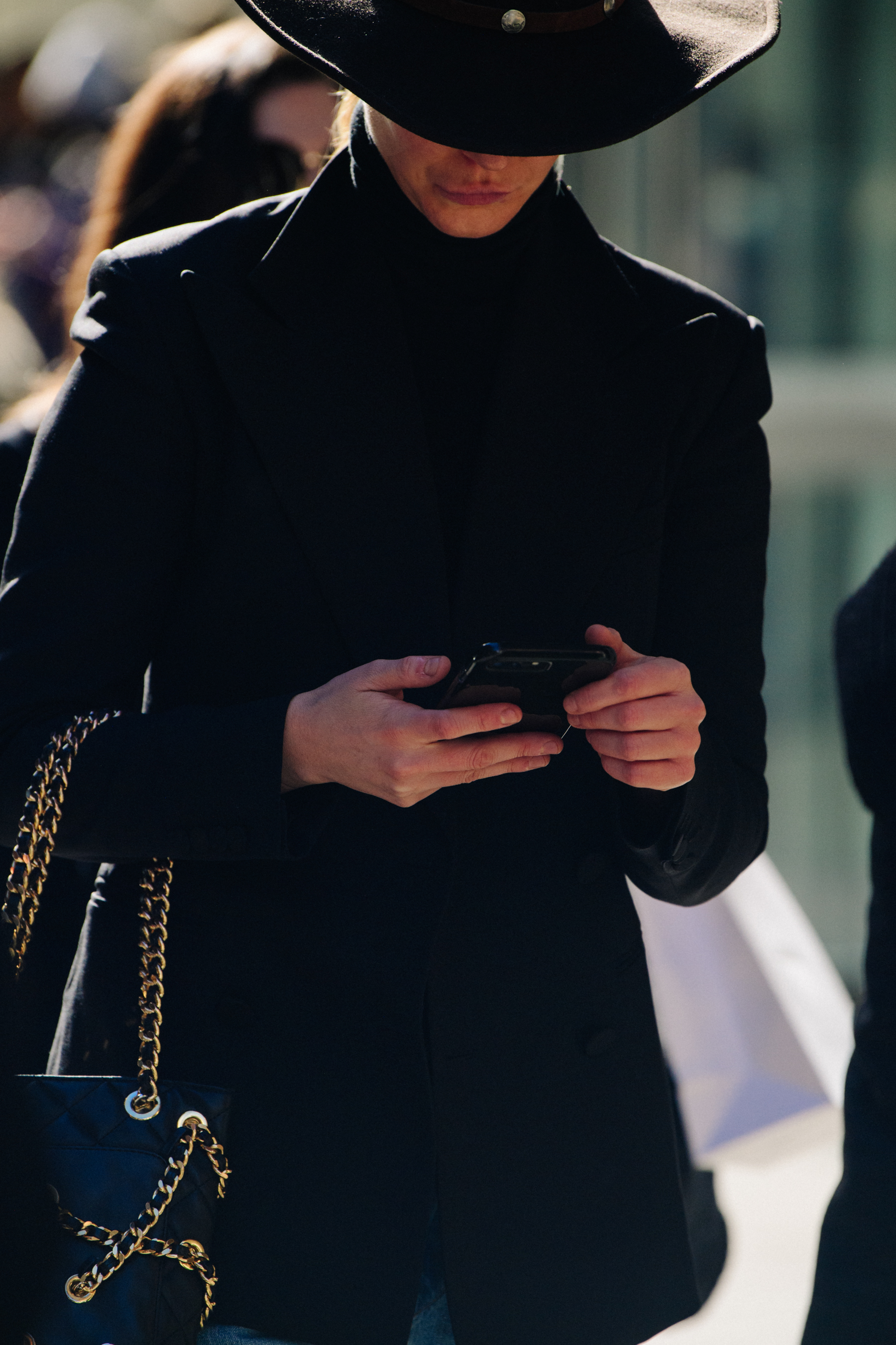 Woman wearing black outfit