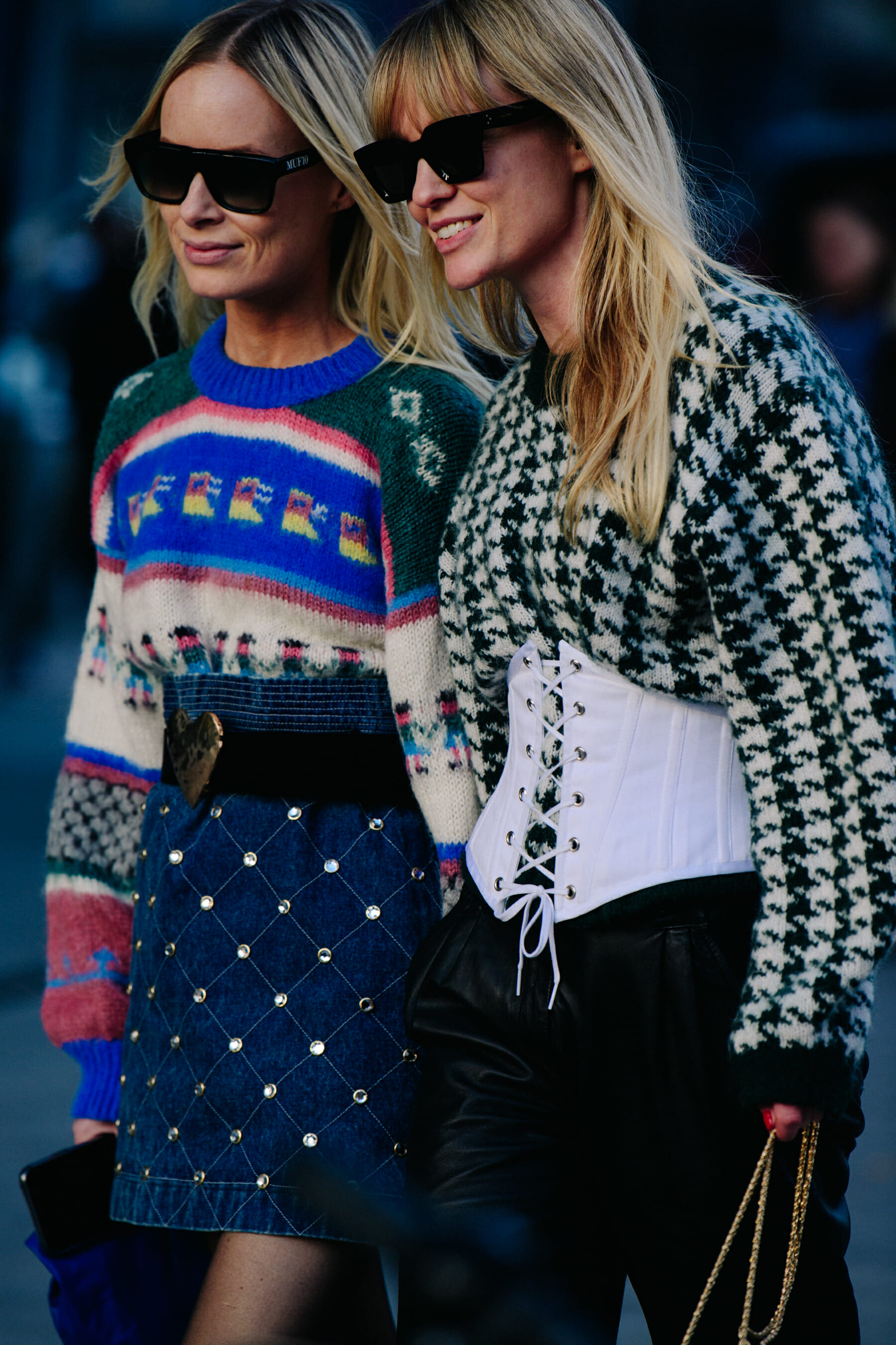 Two Danish women wearing pattern wool jumpers