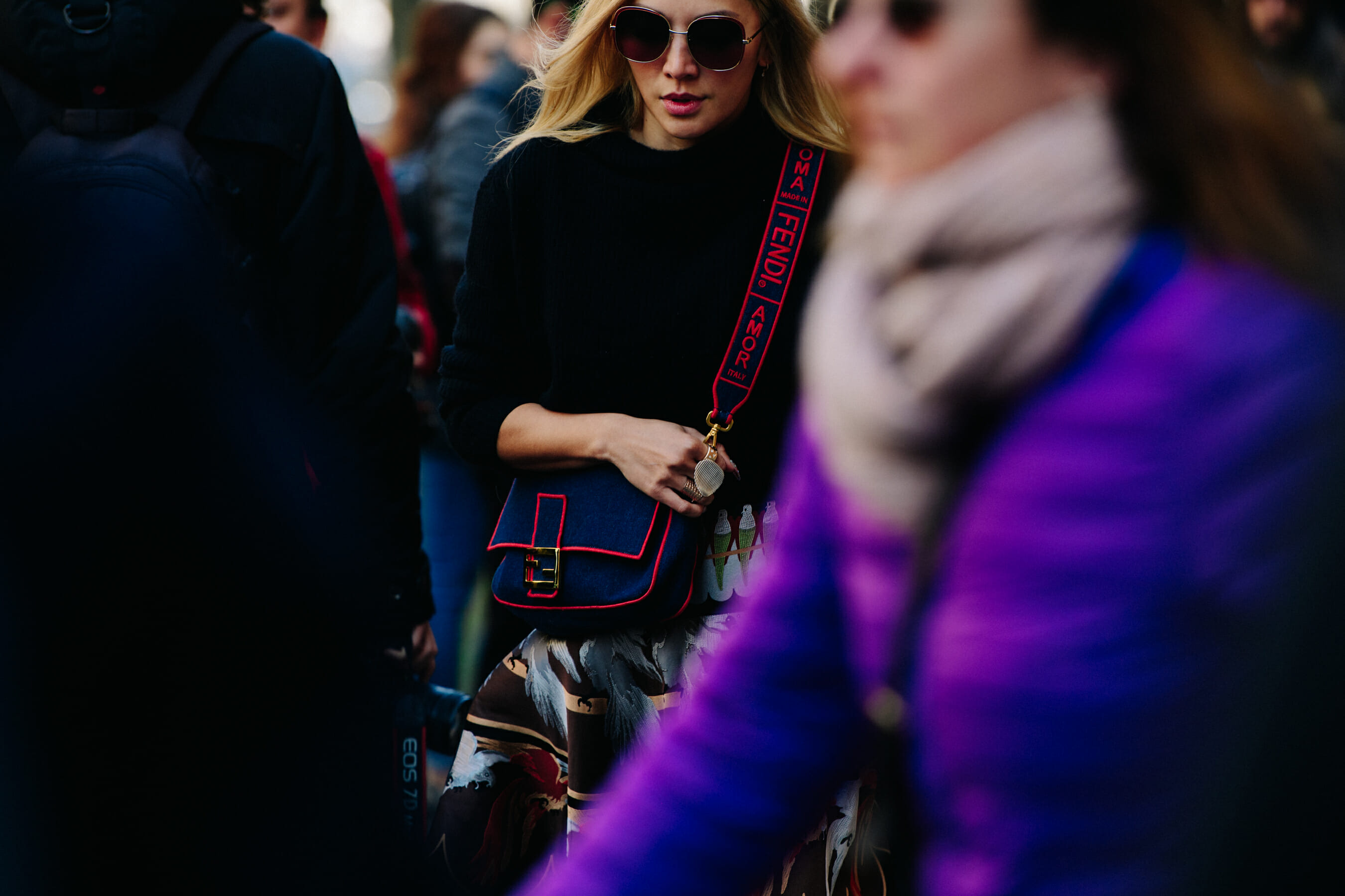 Woman wearing Fendi bag