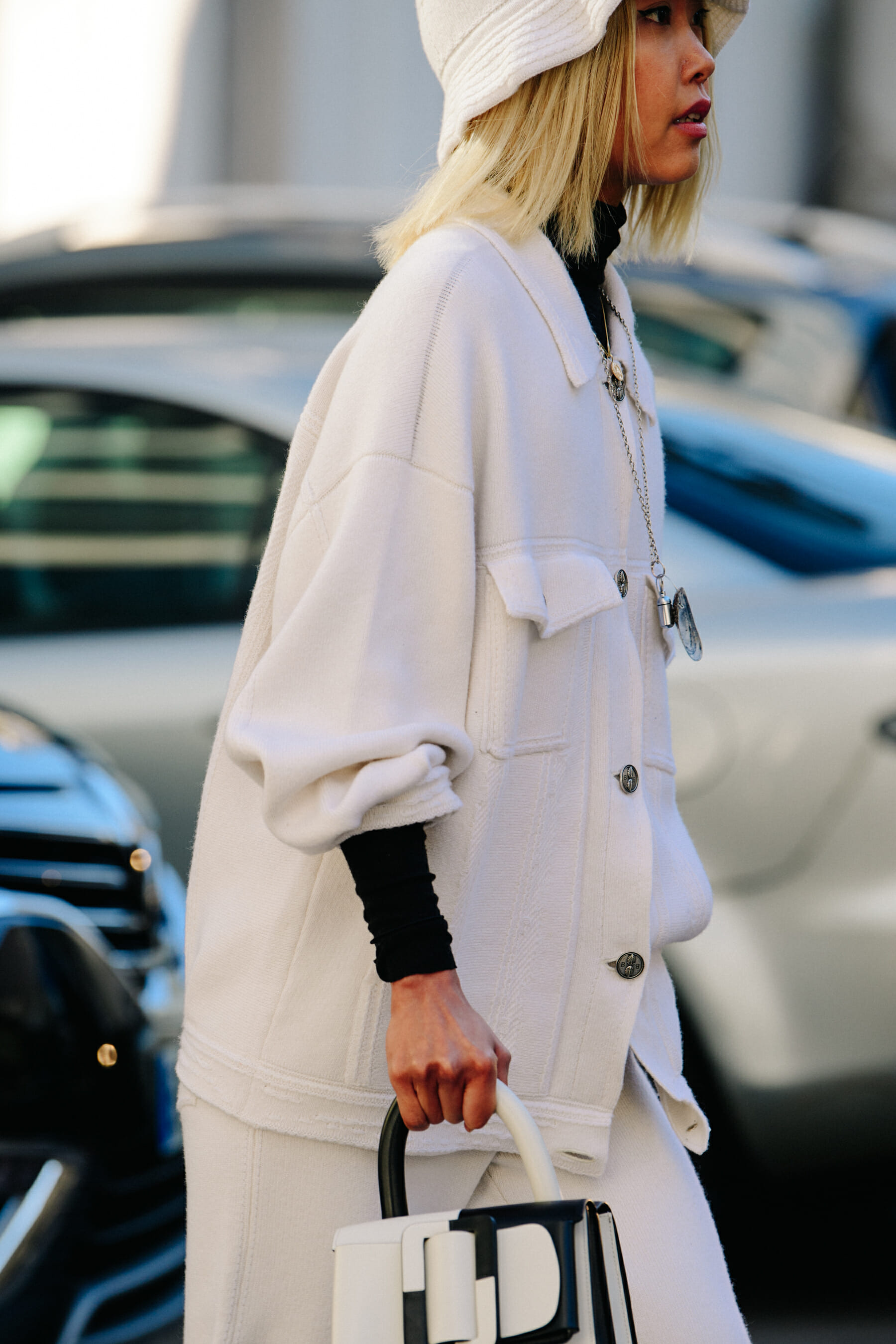 Woman wearing white outfit