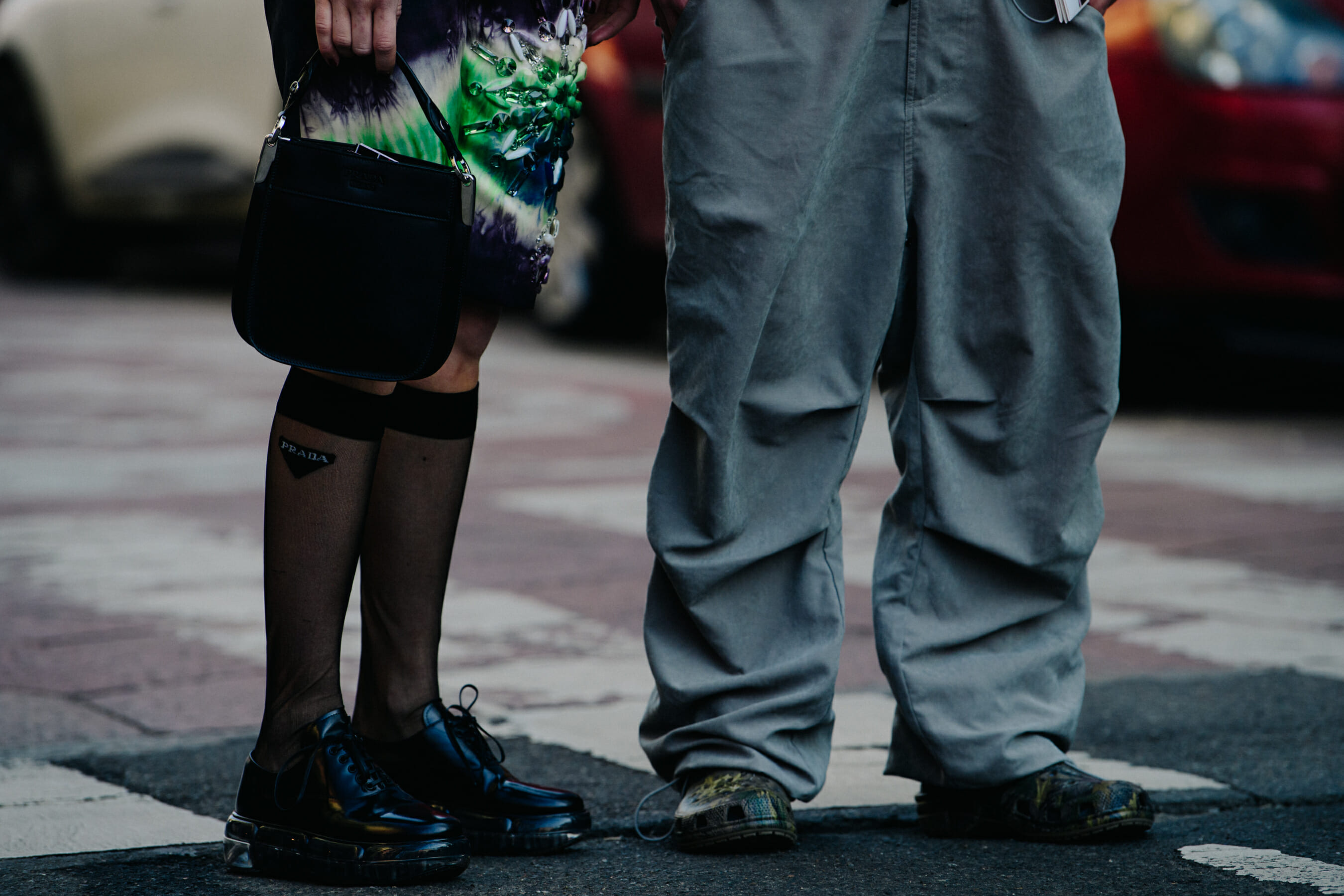 Woman wearing Prada socks