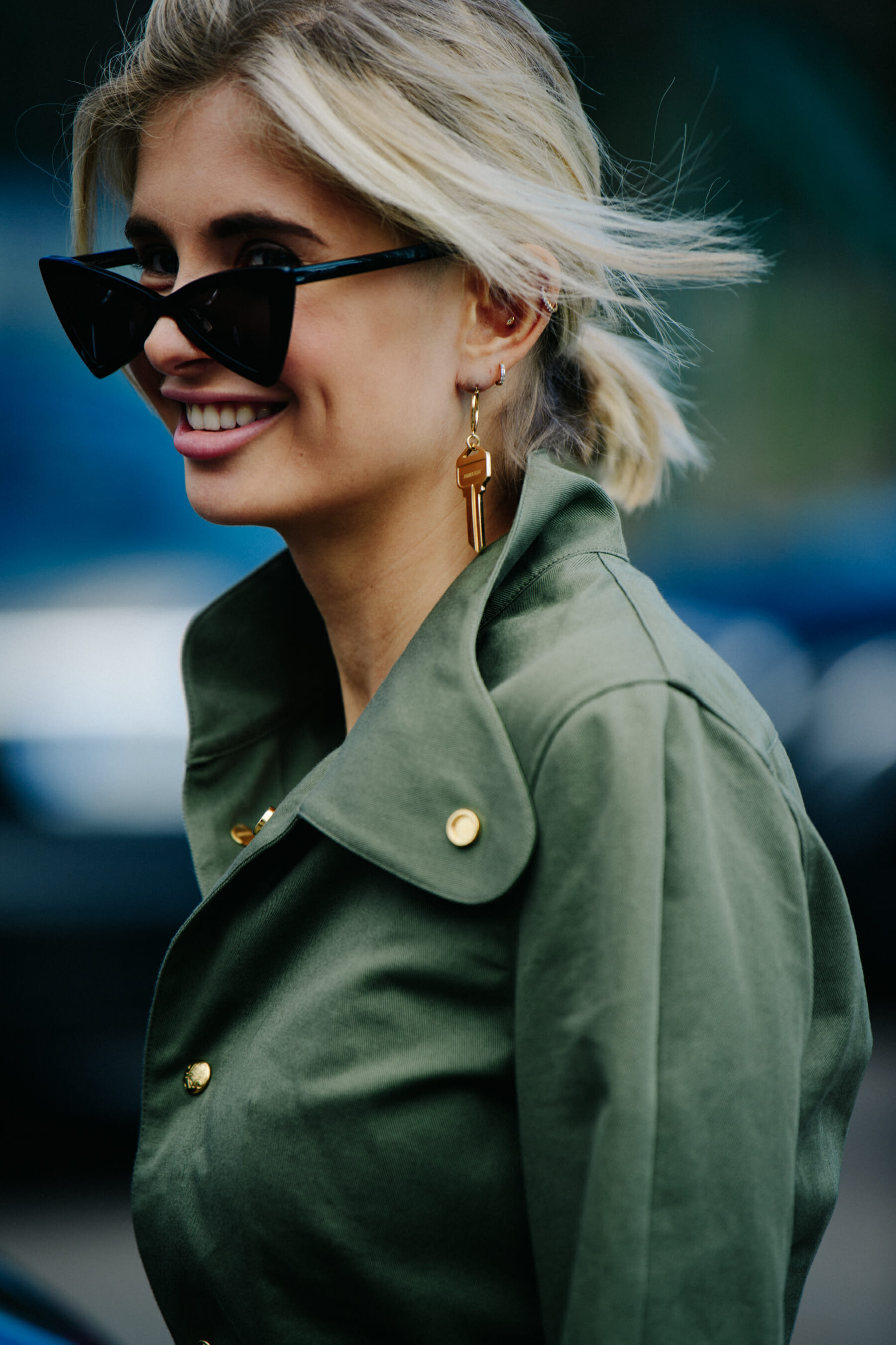Woman wearing green shirt
