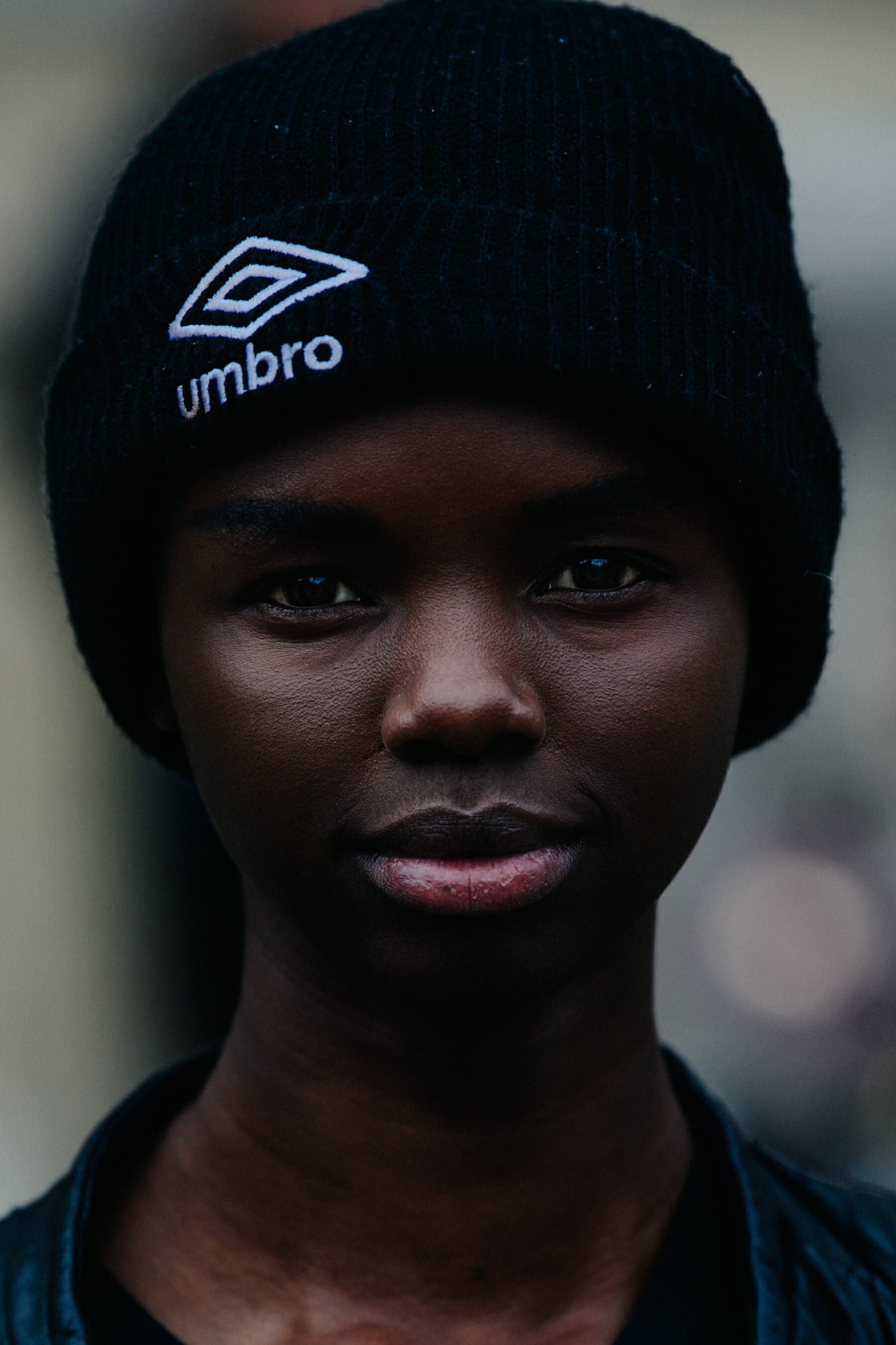 Portrait of model wearing beanie
