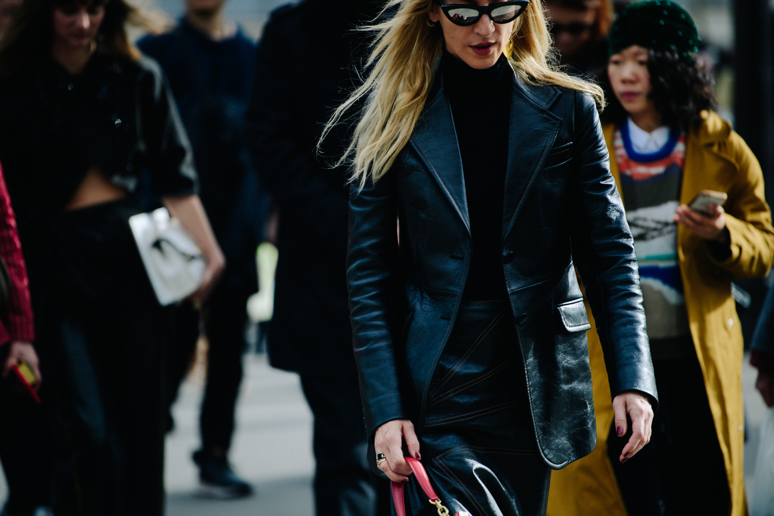 Woman wearing black jacket