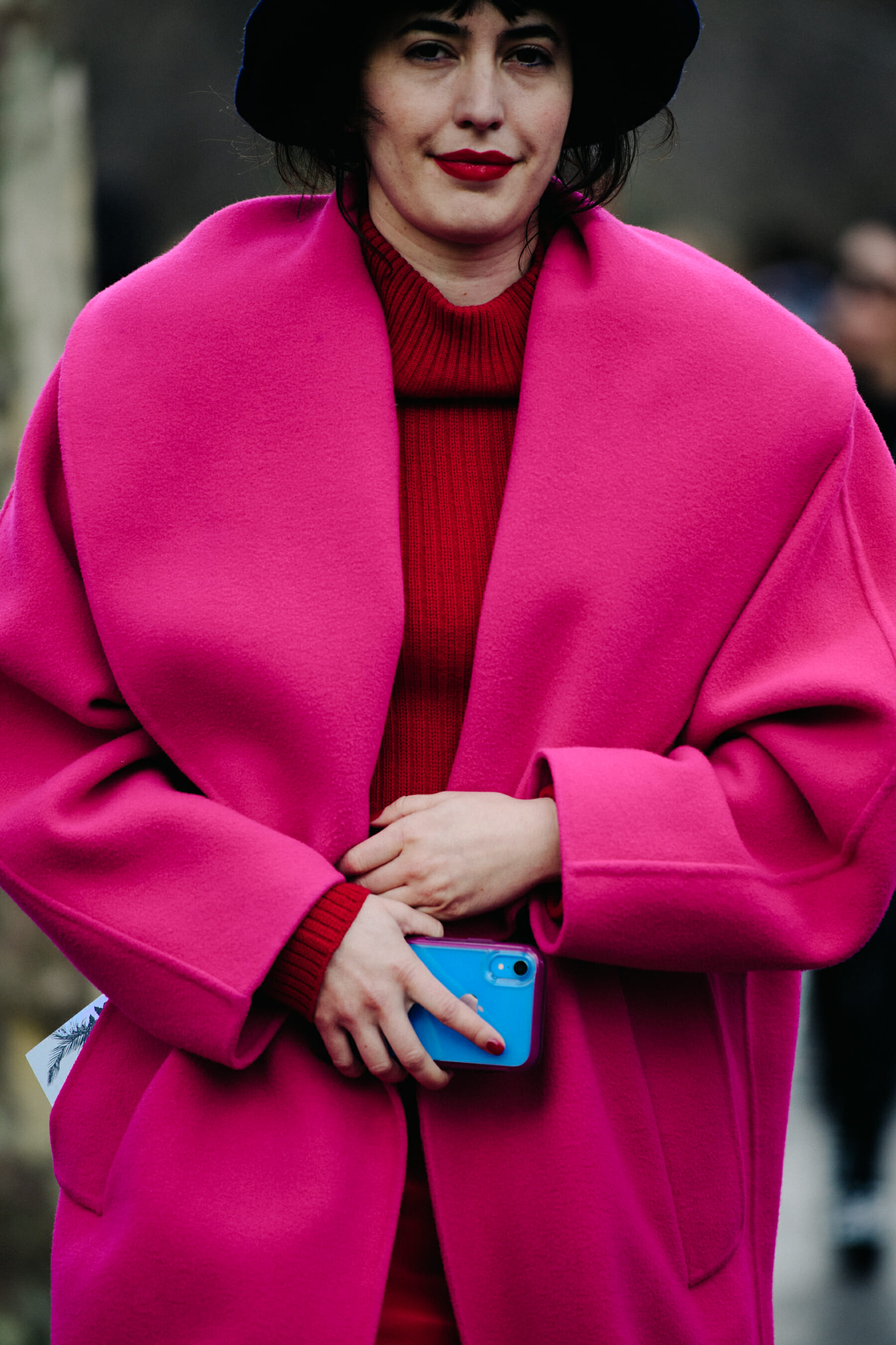 Woman wearing pink outfit