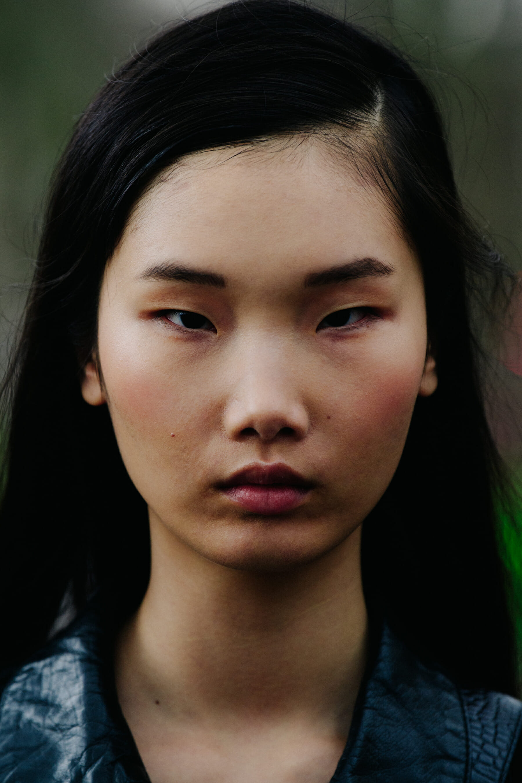 Portrait of model with dark hair