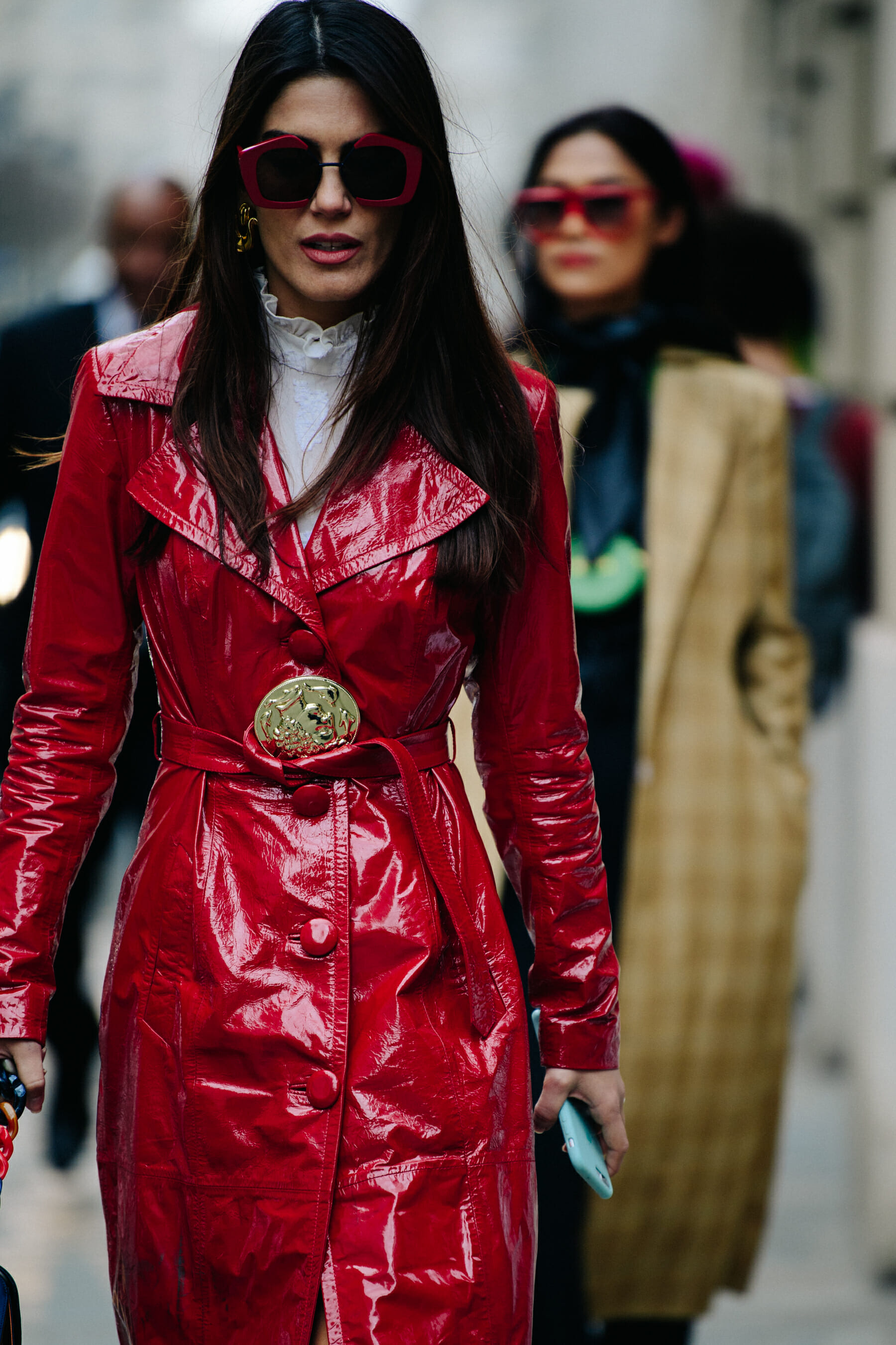 Woman wearing red coat