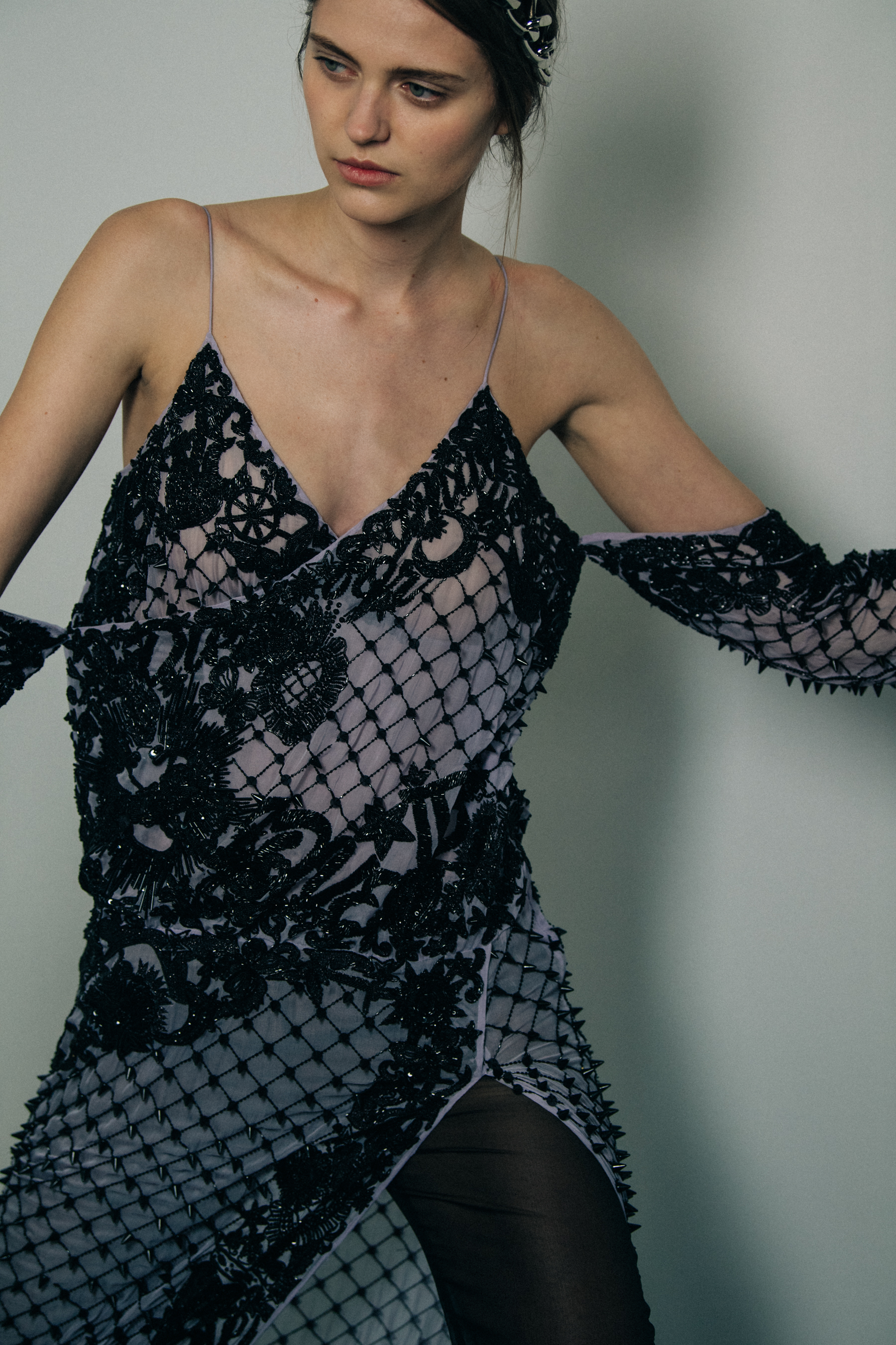 Nataliya Bulycheva backstage at Balmain