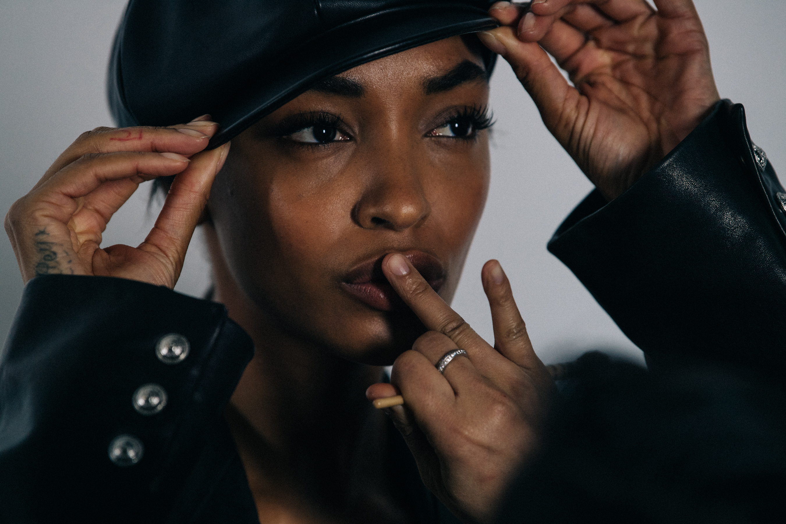 Jourdan Dunn backstage at Balmain