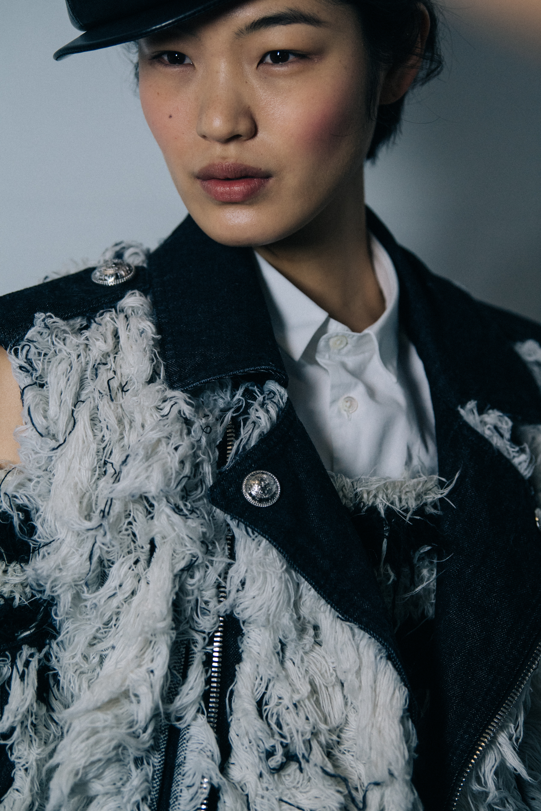Chiharu Okunugi backstage at Balmain