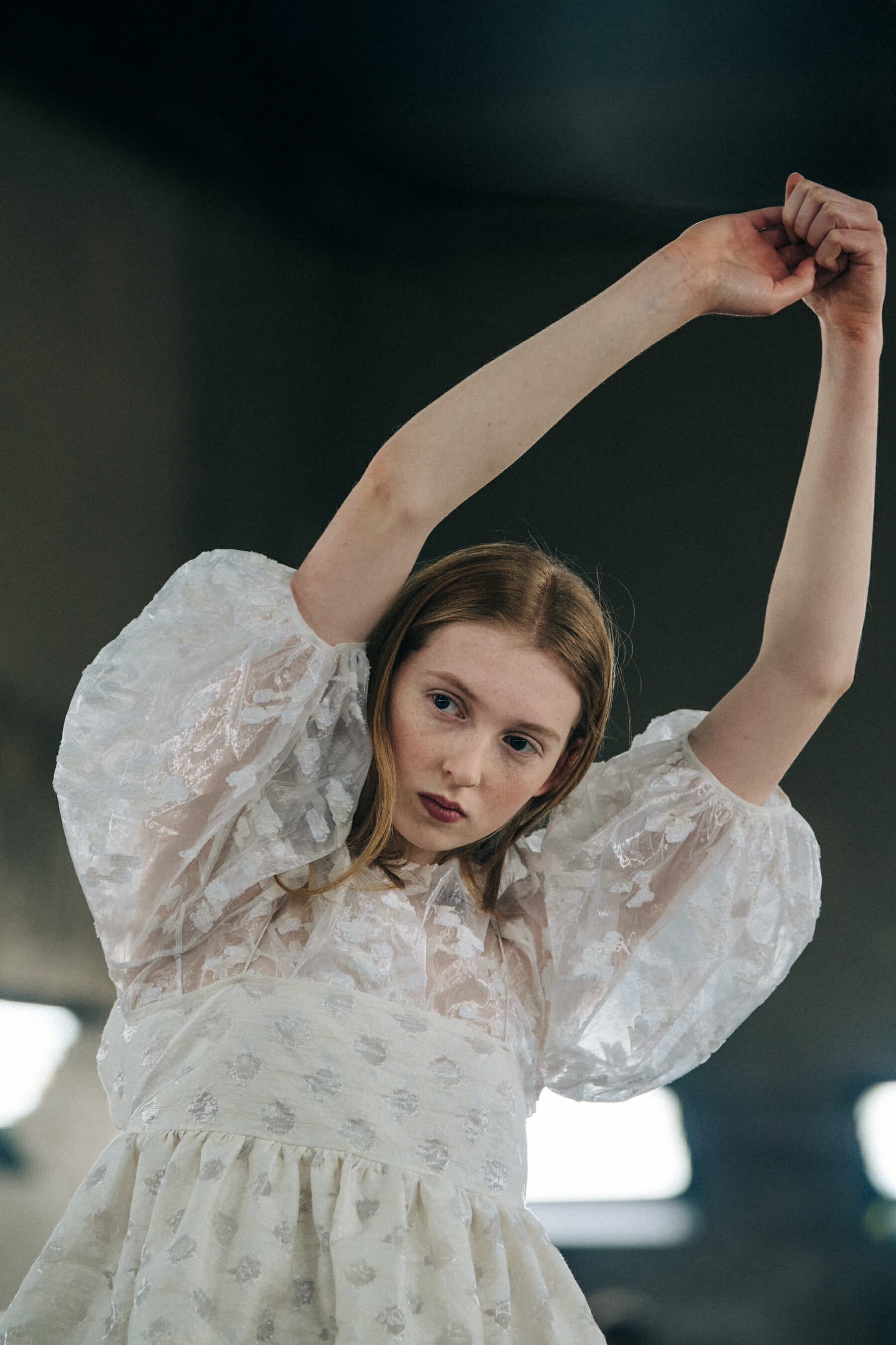 Clara Ruby backstage at Cecilie Bahnsen