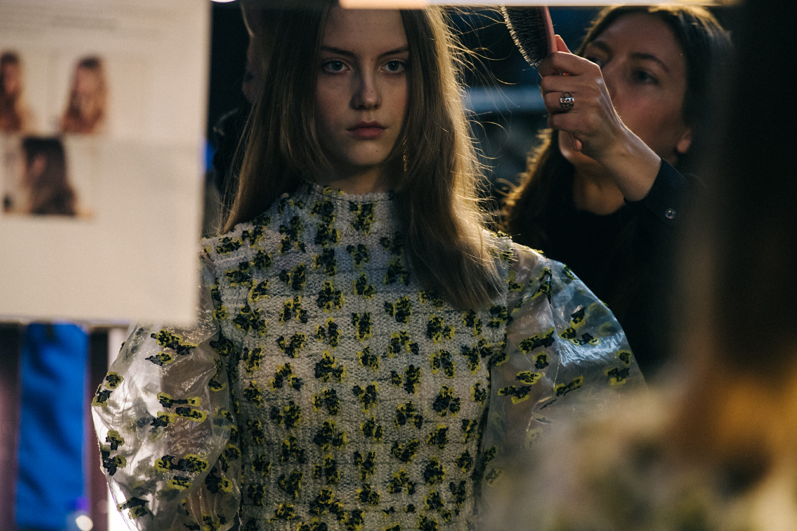 Model wearing white dress at Cecilie Bahnsen