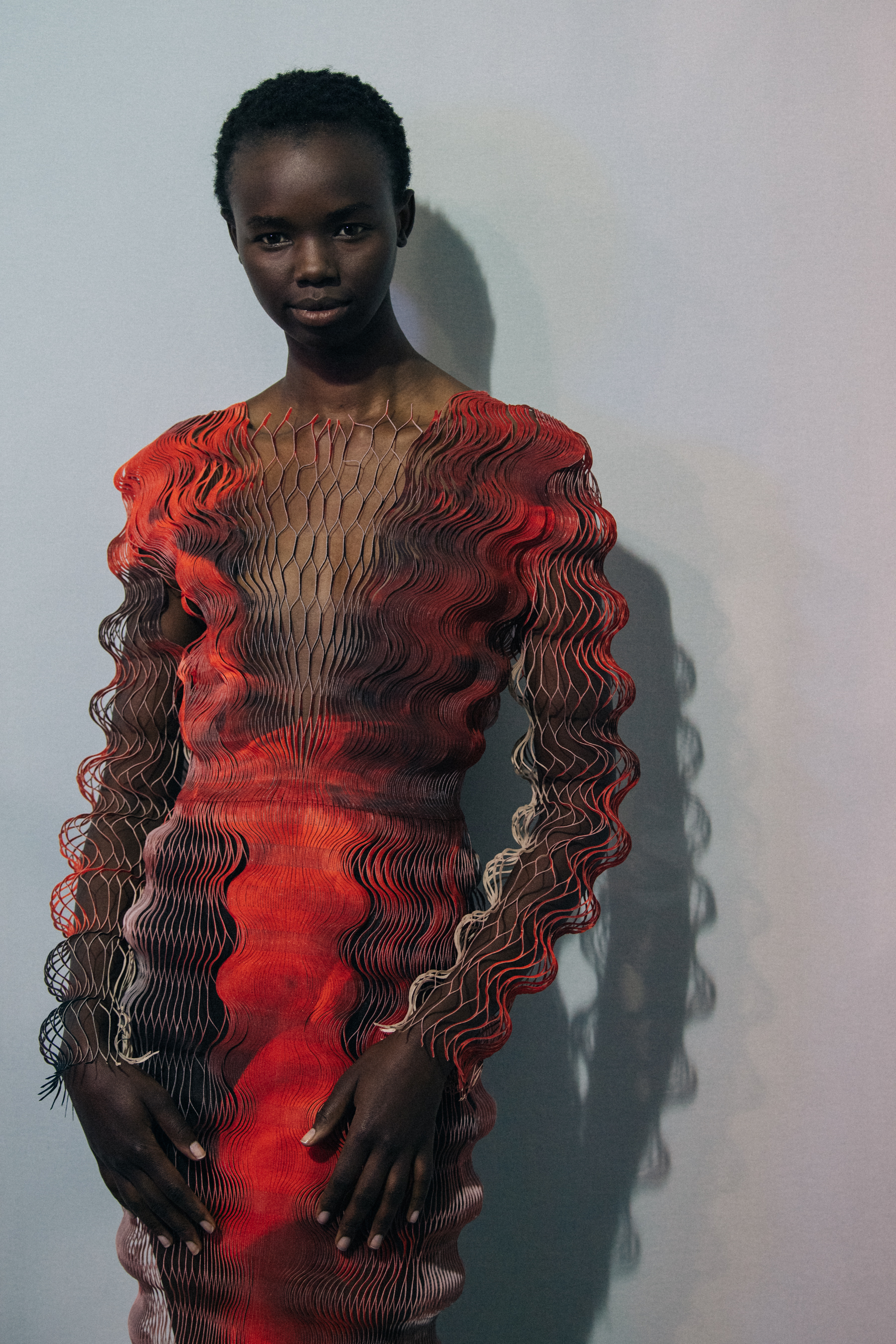 Achol Akiima Ajak backstage at Iris van Herpen
