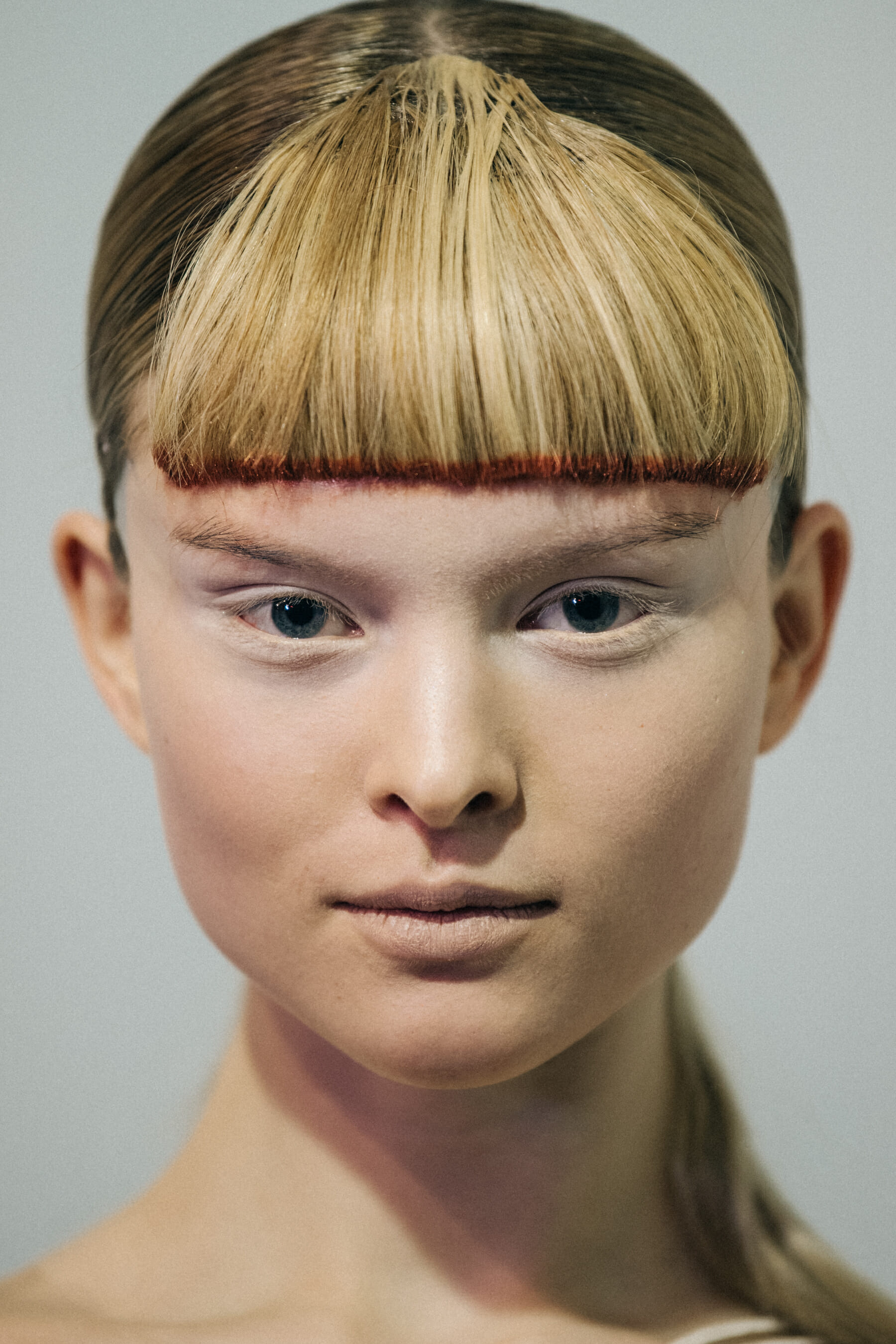 Portrait of model with coloured fringe