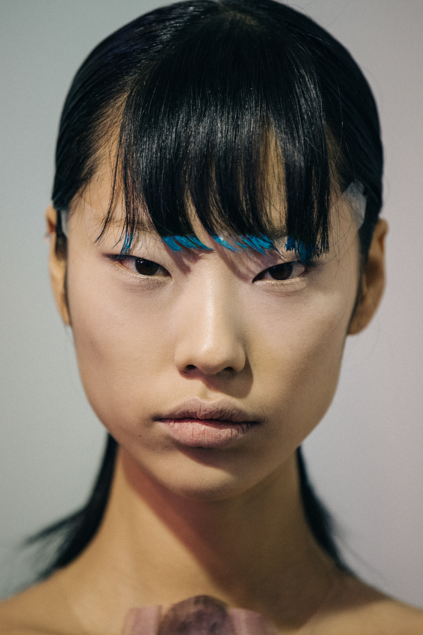 Portrait of model with coloured fringe