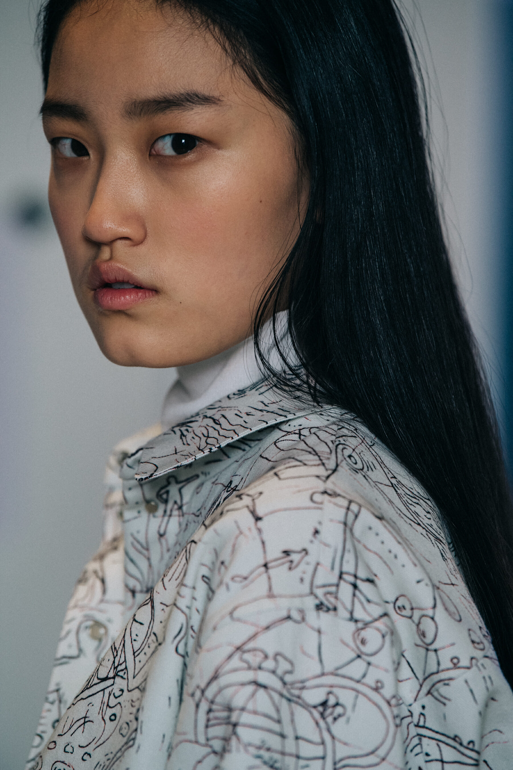 Yirou Zhou backstage at Nehera