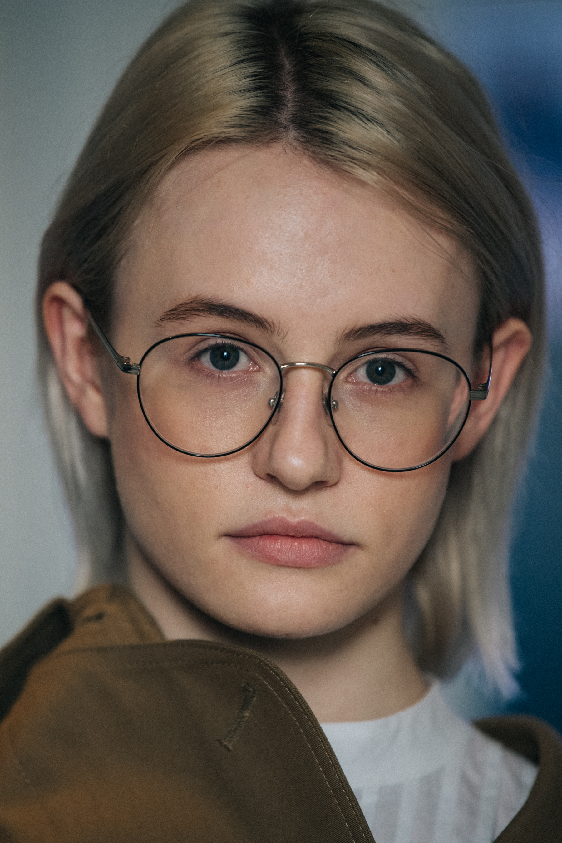 Portrait of model wearing glasses