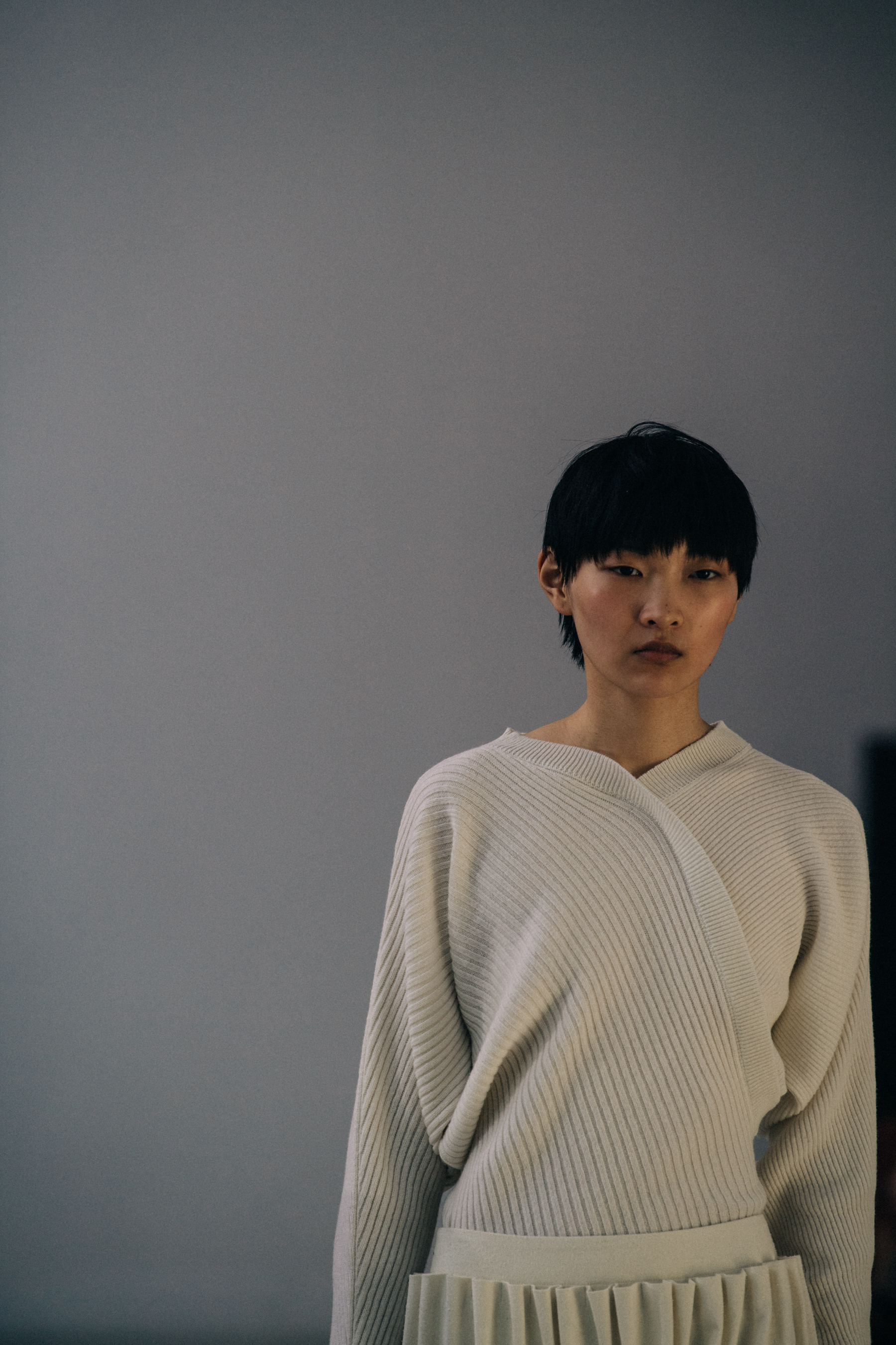 Lei Qin backstage at Nehera