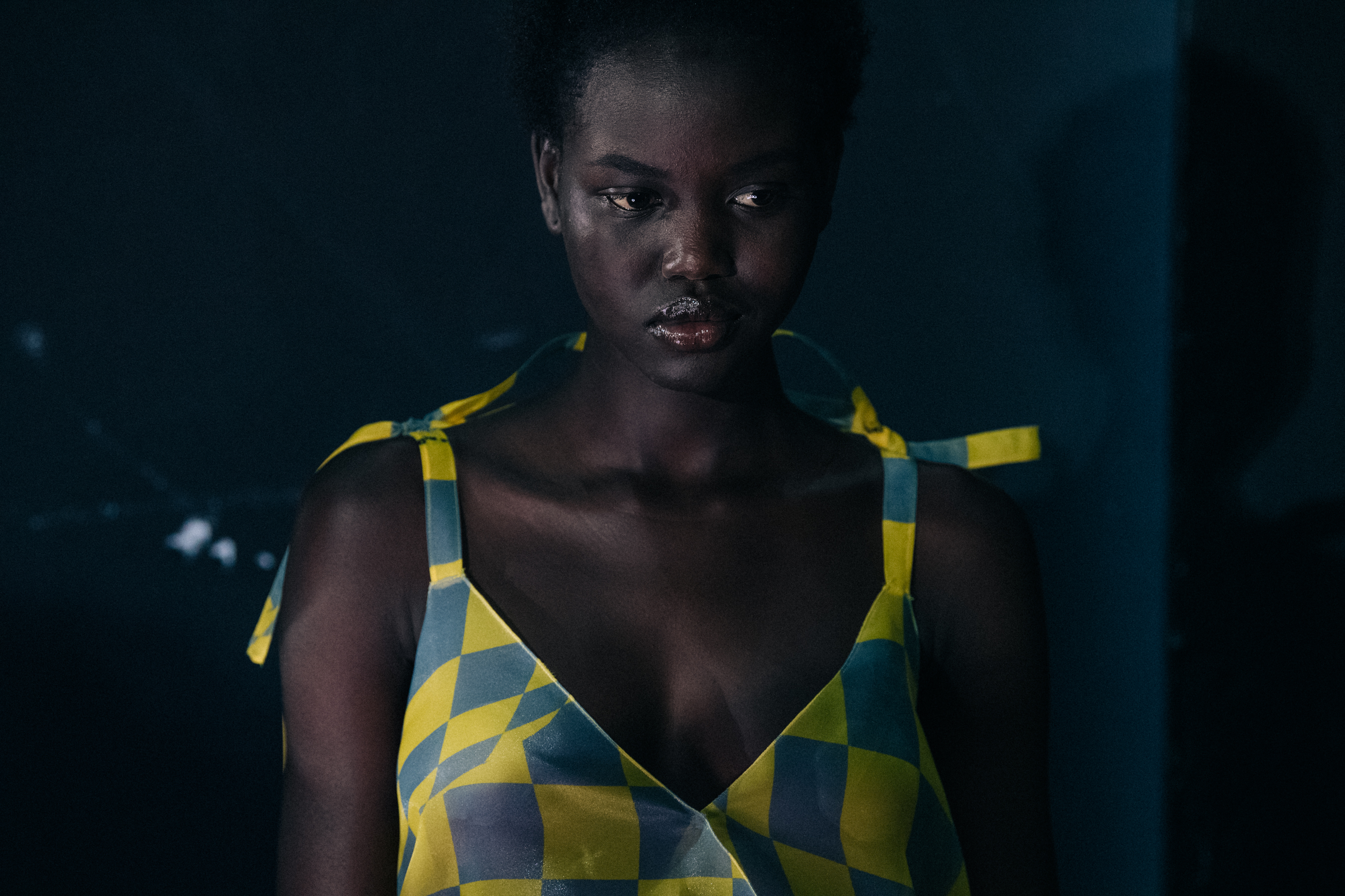 Adut Akech Bior backstage at Off-White
