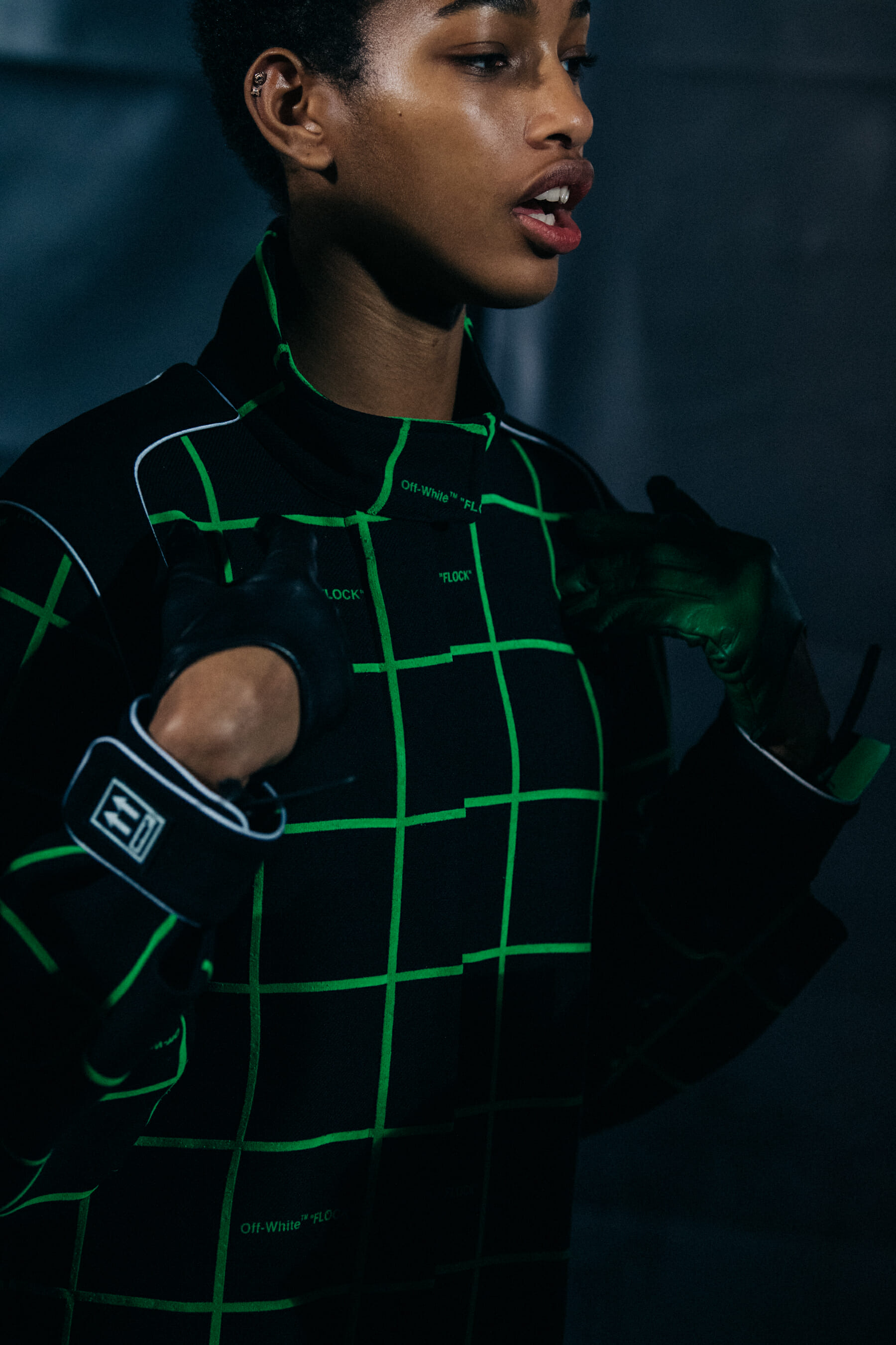 Models wearing check at Off-White