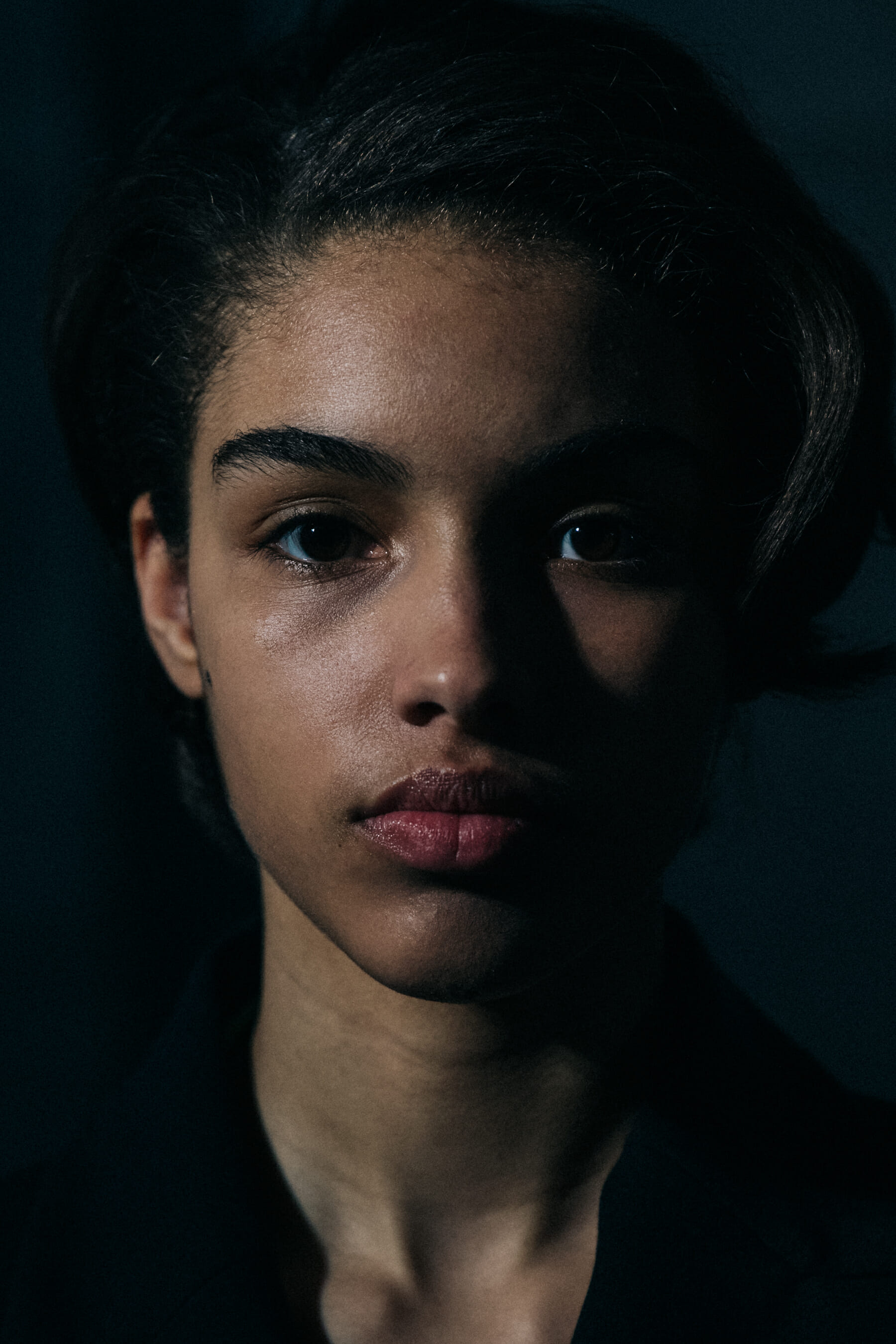 Portrait of model with short hair