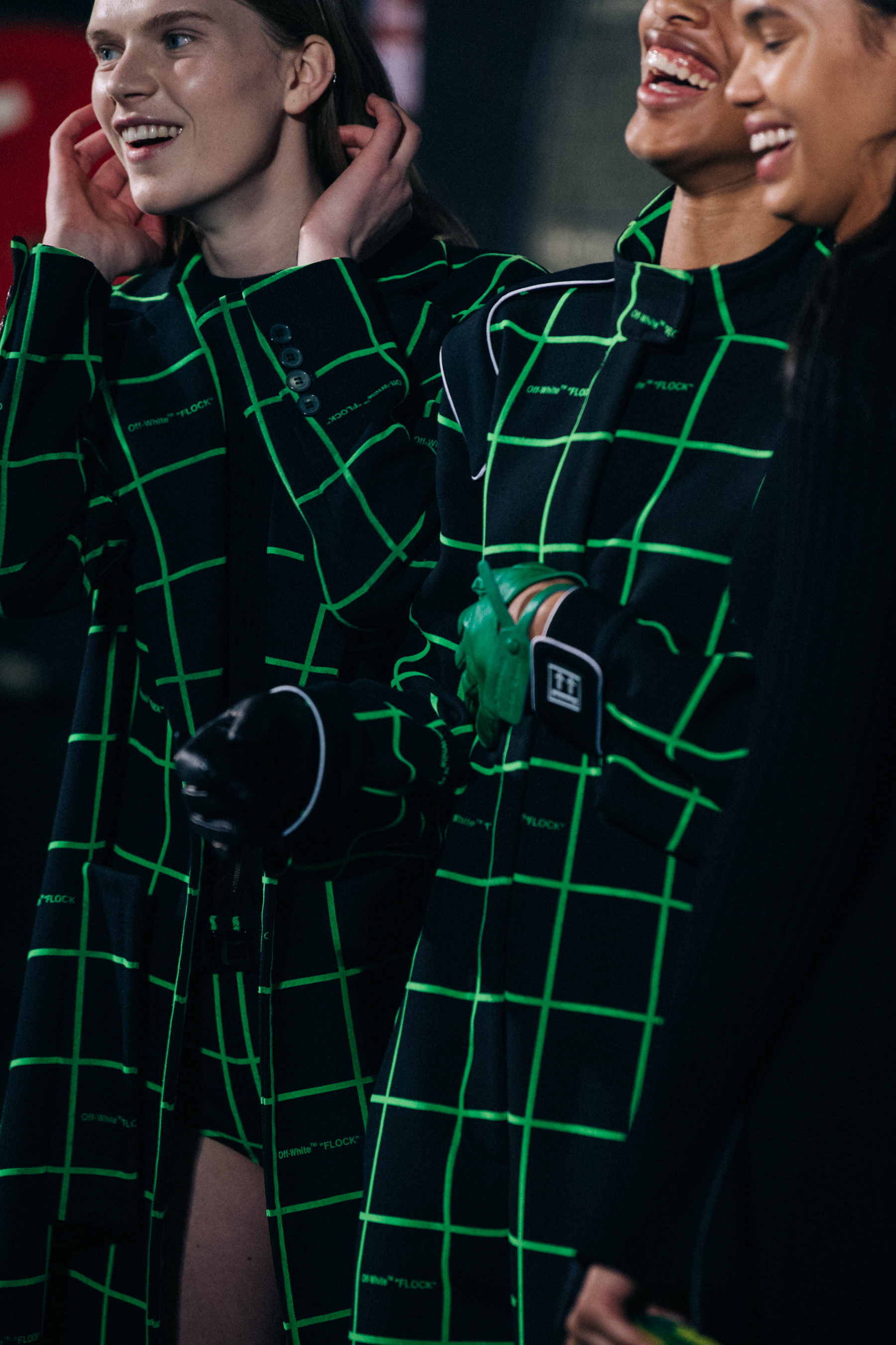 Models wearing check at Off-White