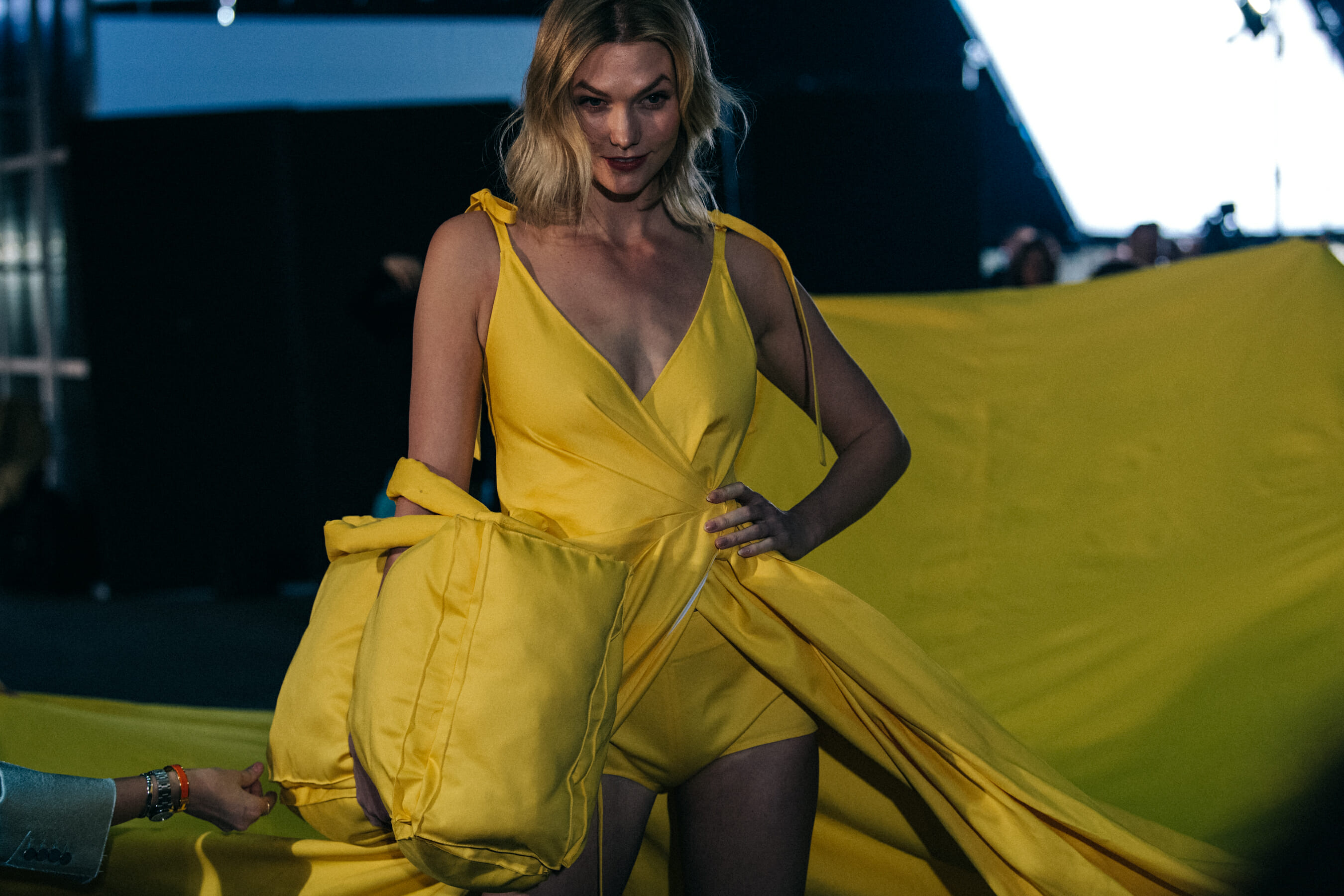 Karlie Kloss backstage at Off-White