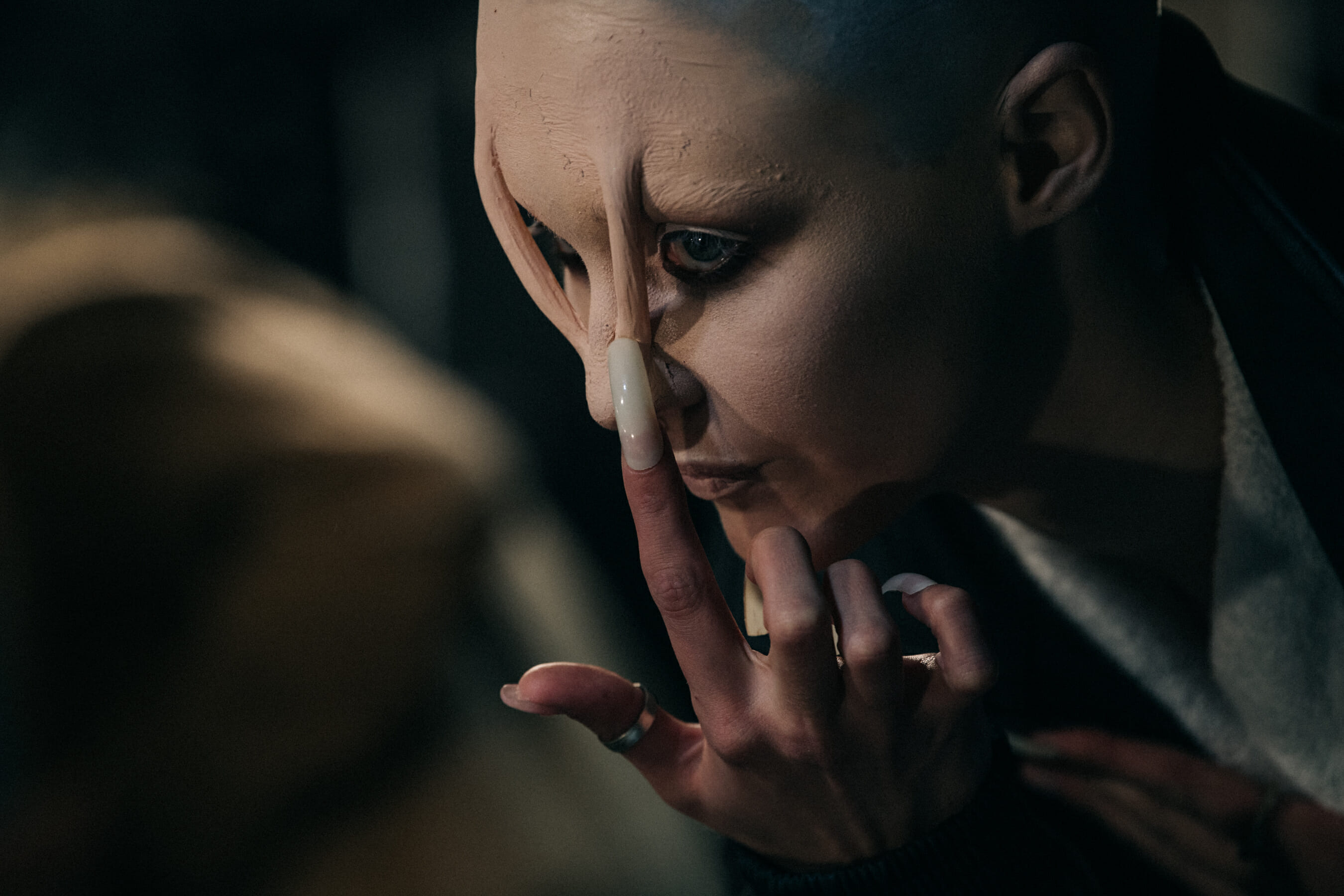 Model in hair and makeup at Rick Owens