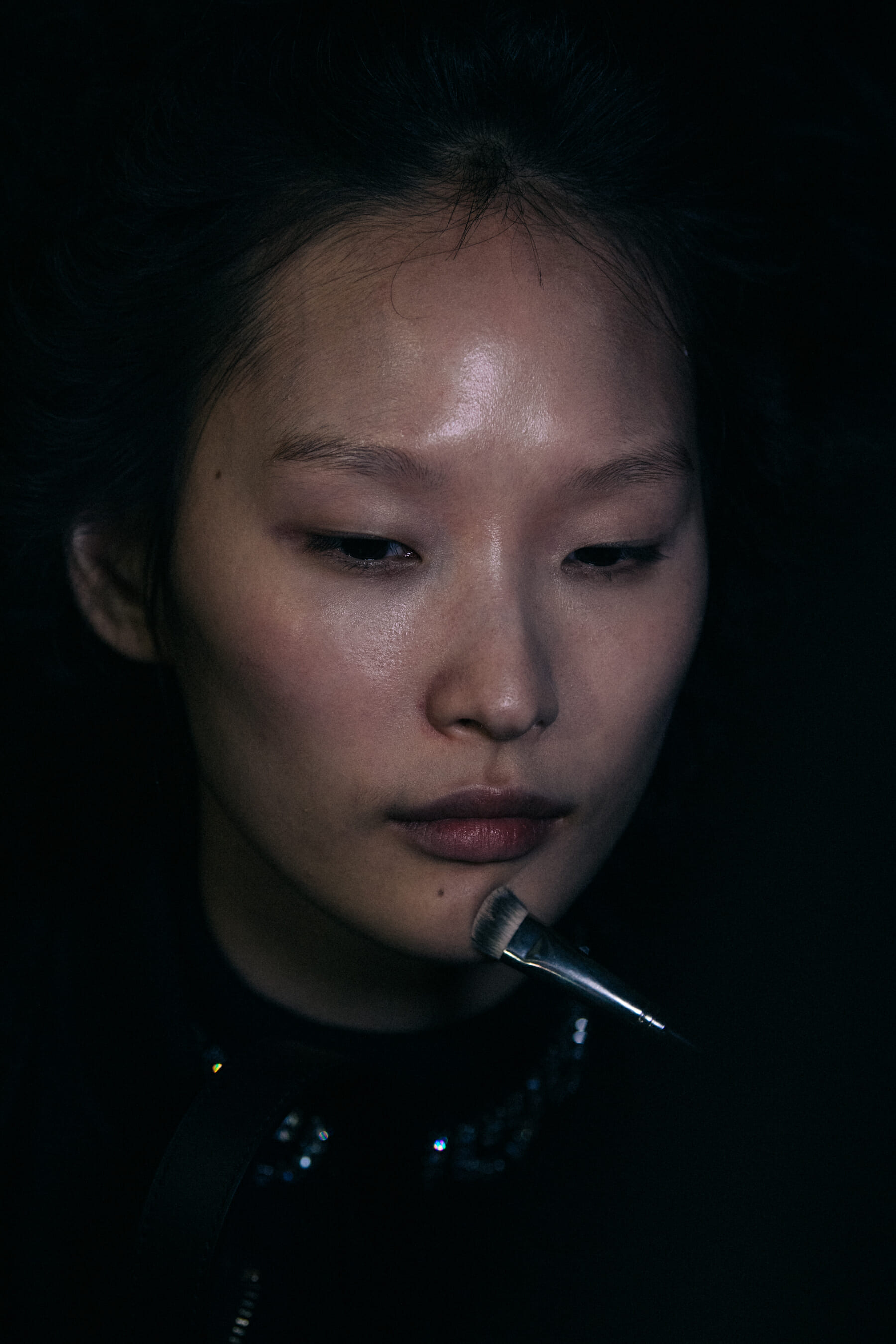 Model in hair and makeup at Rick Owens