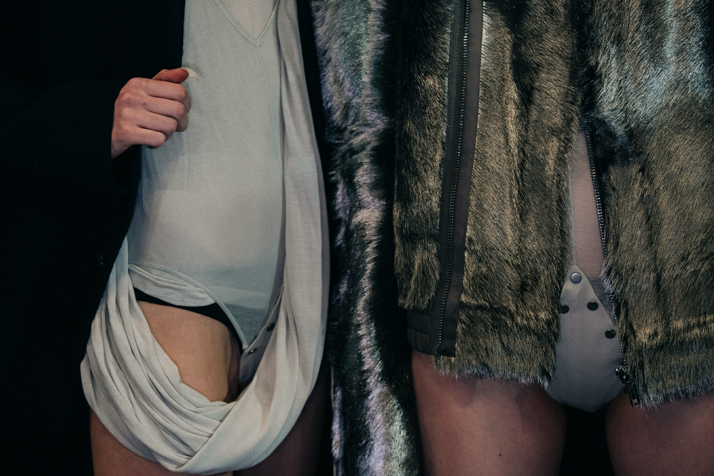 Andrea Gutierrez backstage at Rick Owens