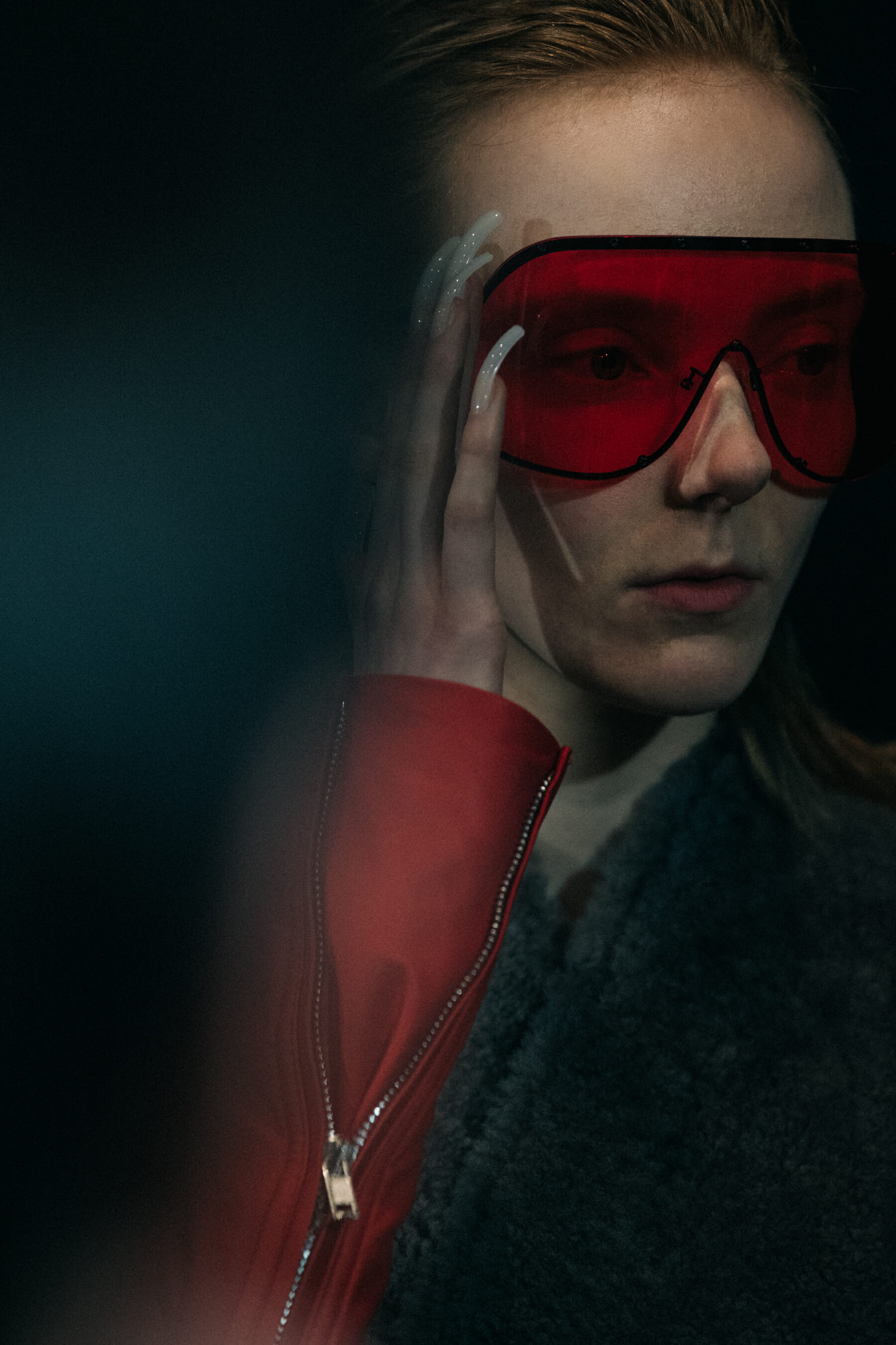 Model wearing sunglasses at Rick Owens