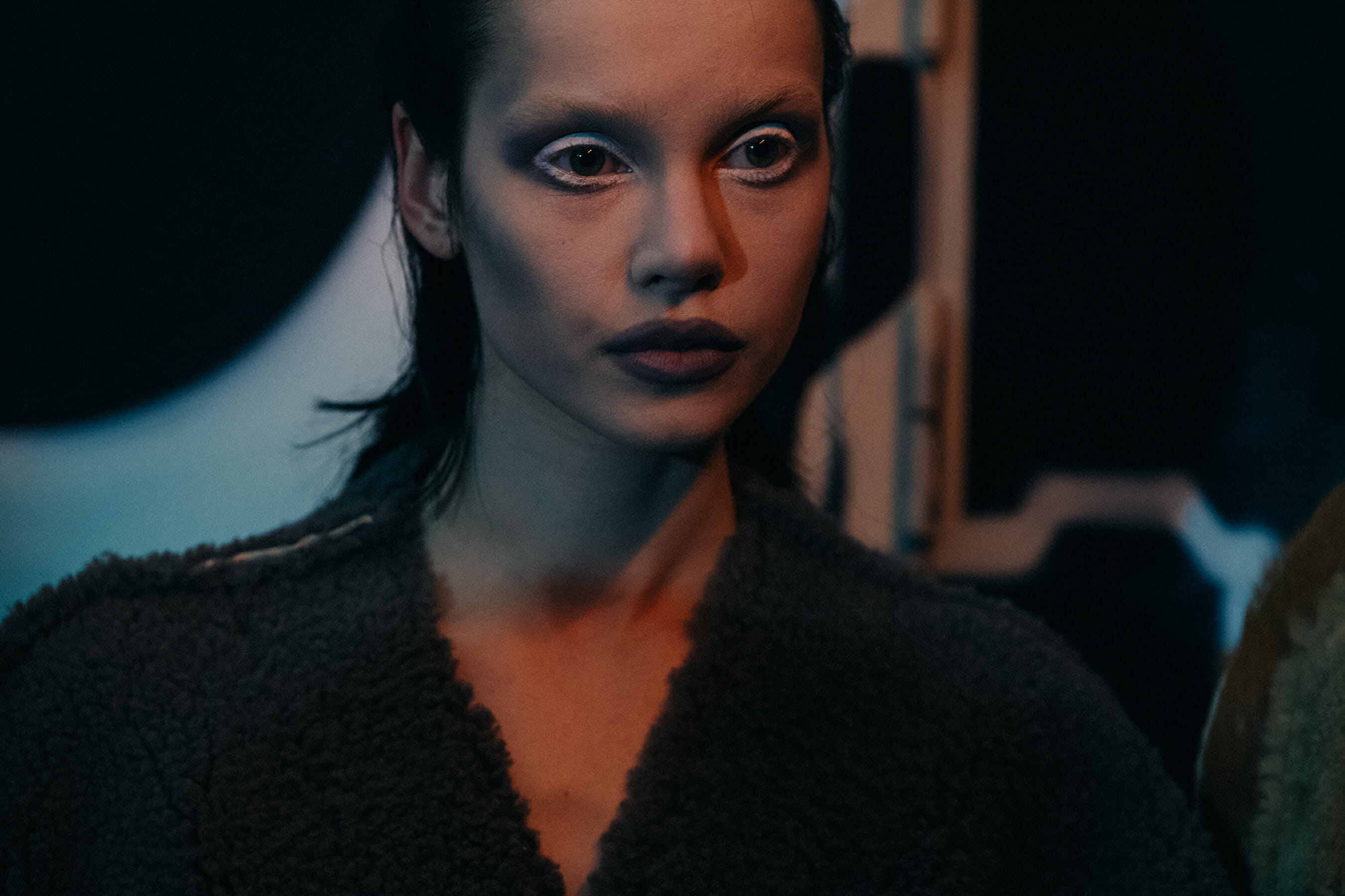 Model wearing black at Rick Owens