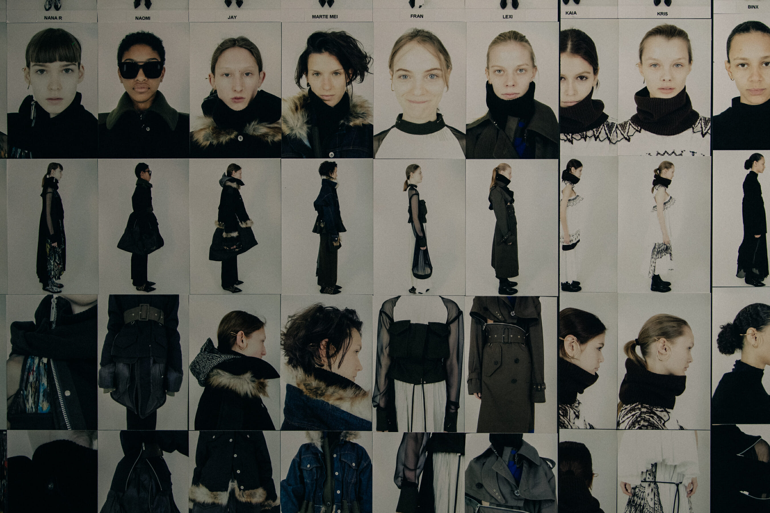 Model board backstage at Sacai
