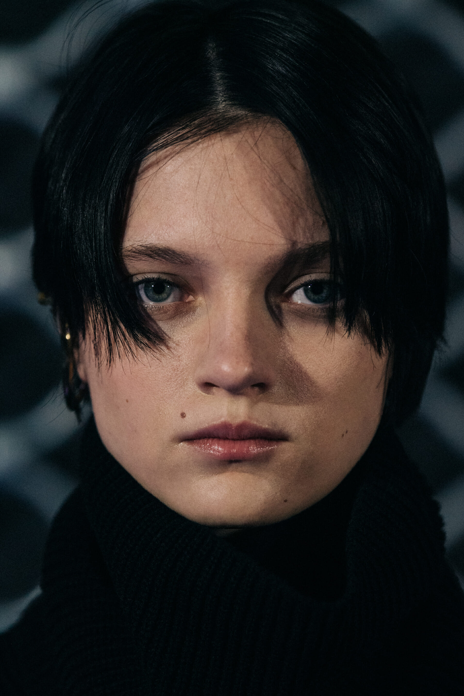 Portrait of model with cropped hair