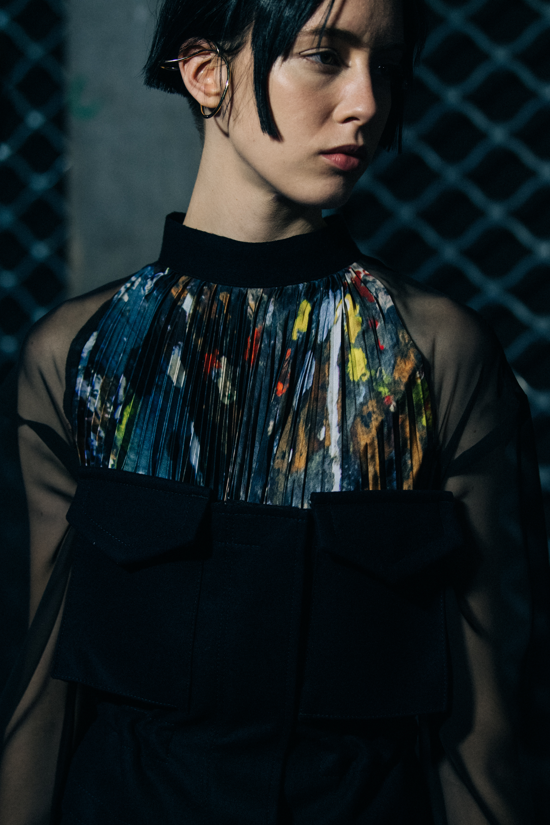 Hannah Motler backstage at Sacai