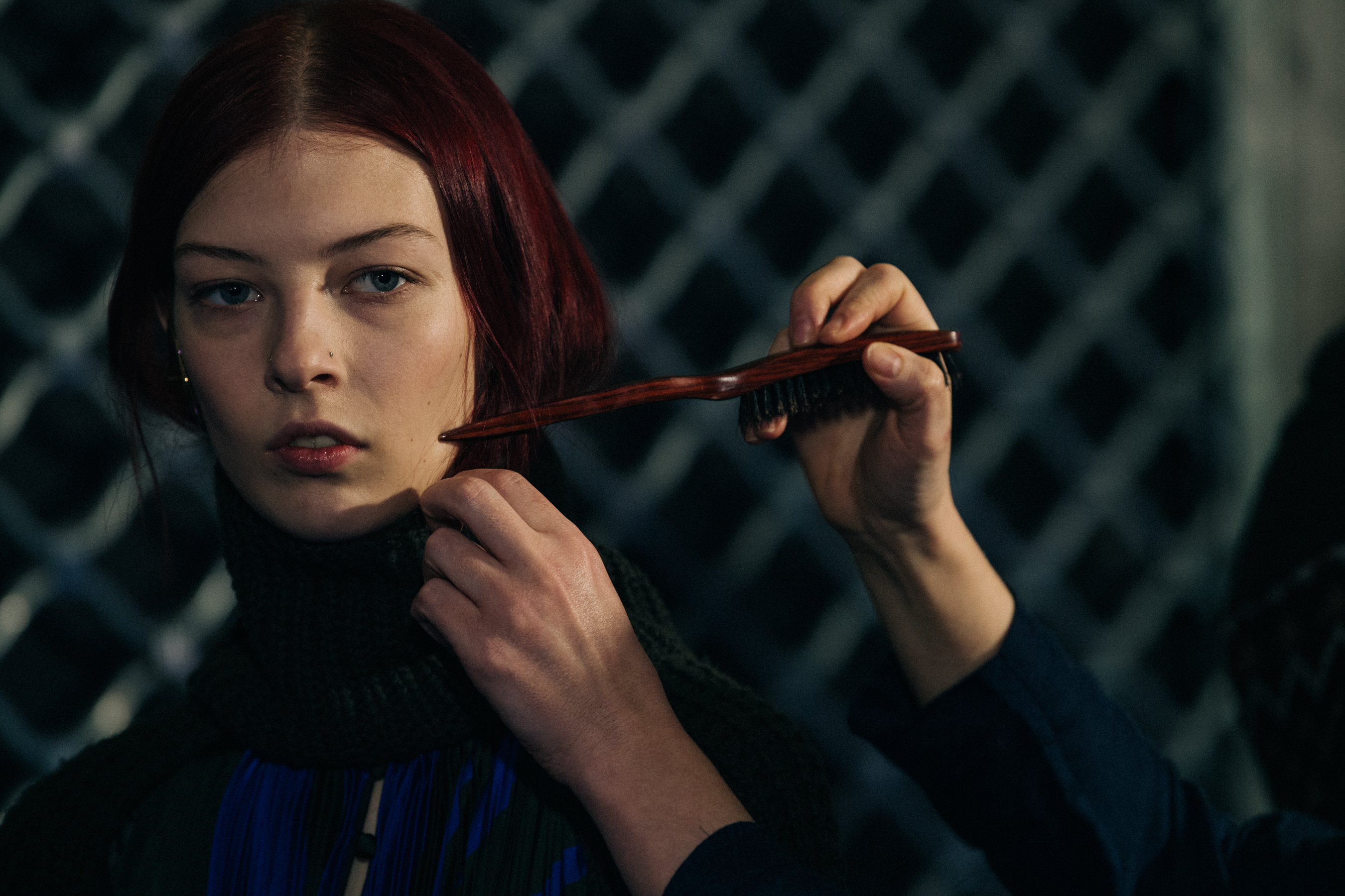 Remington Williams backstage at Sacai