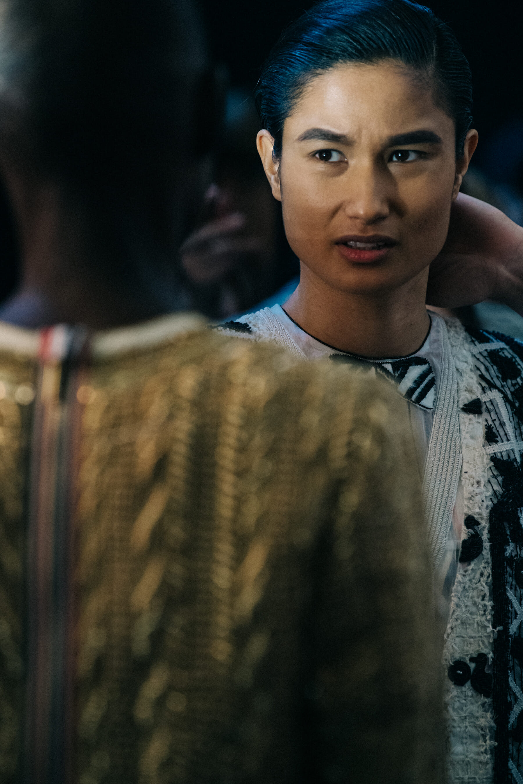 Varsha Thapa backstage at Thom Browne