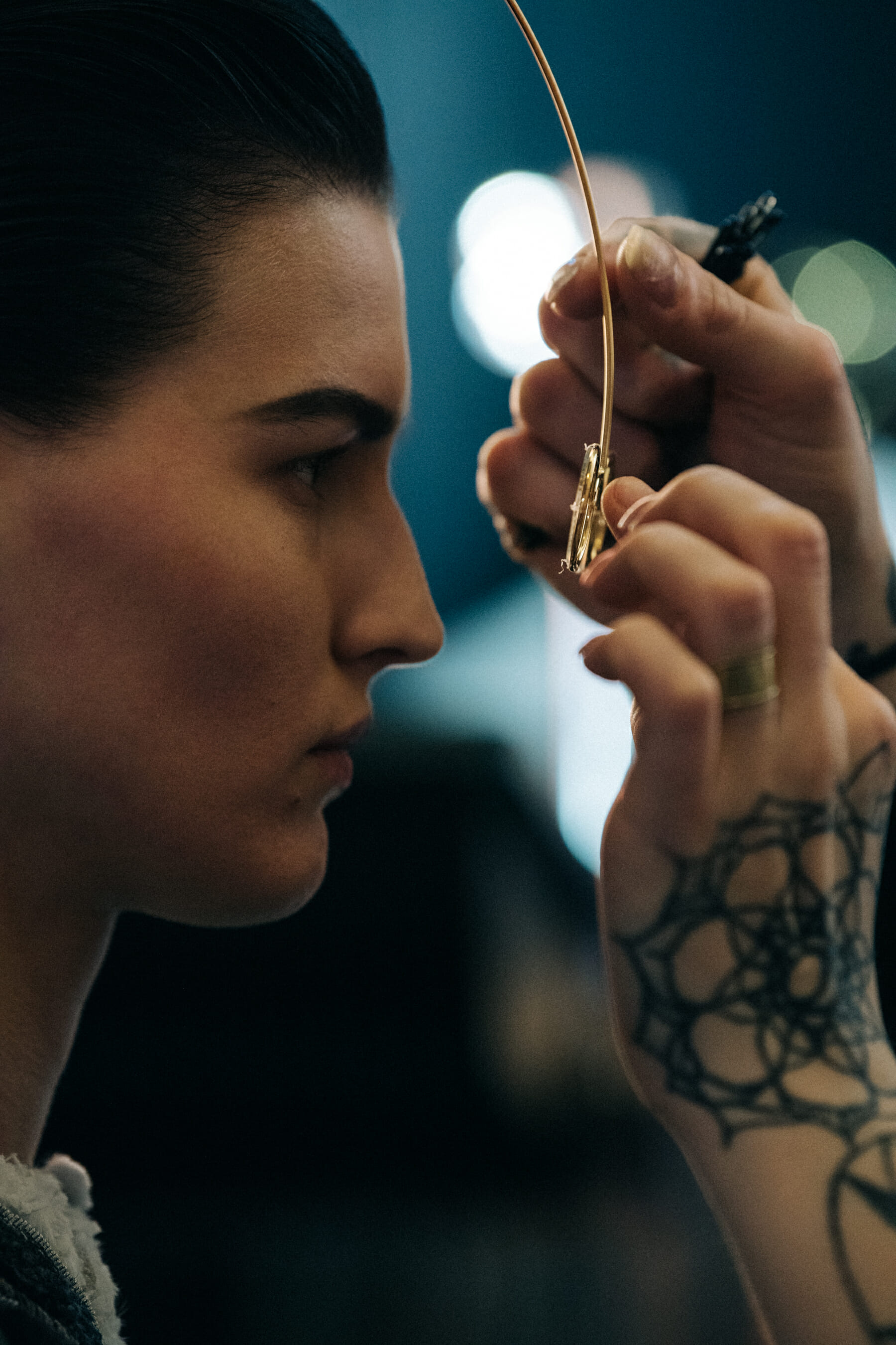 Katlin Aas backstage at Thom Browne