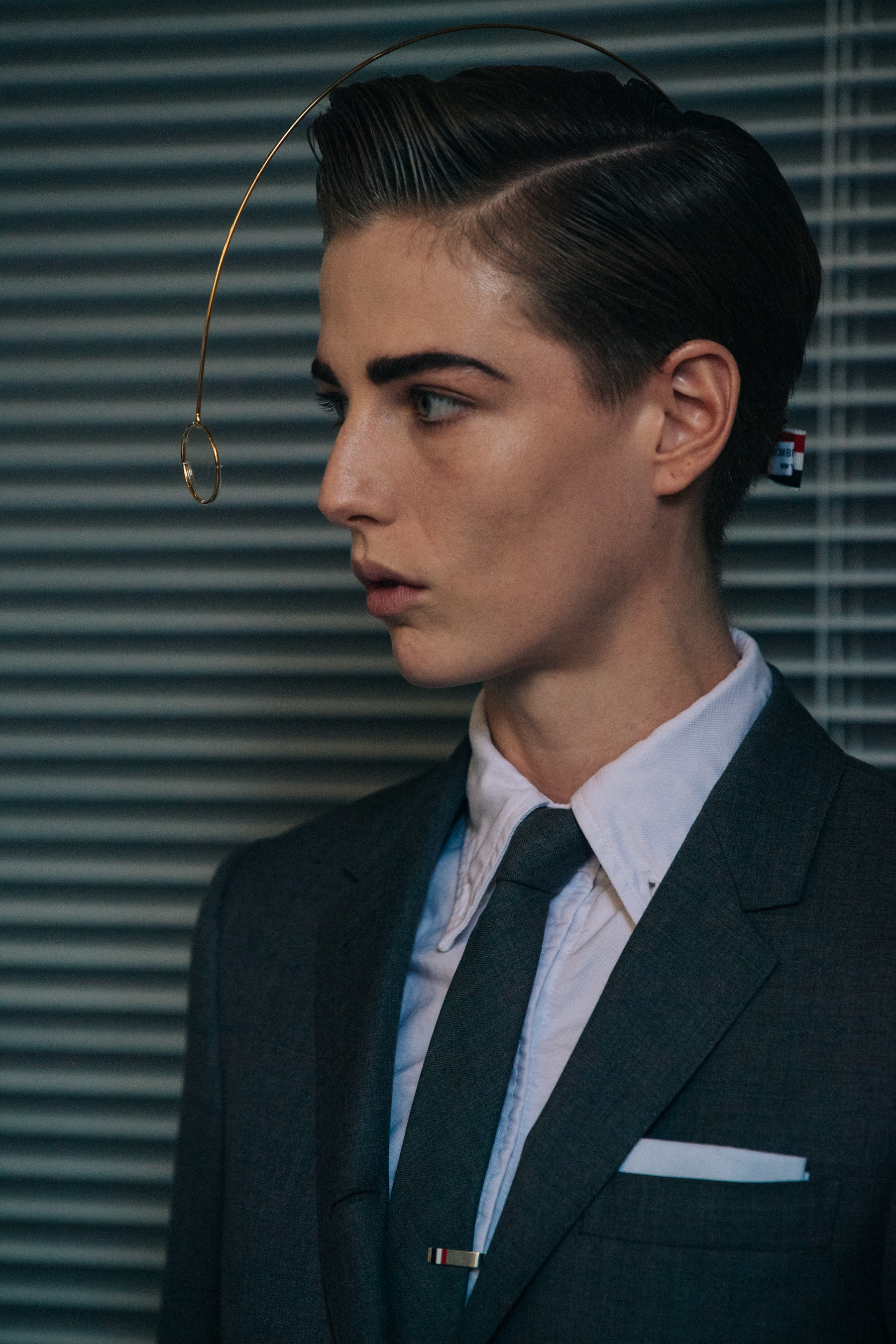 Emily Gafford backstage at Thom Browne