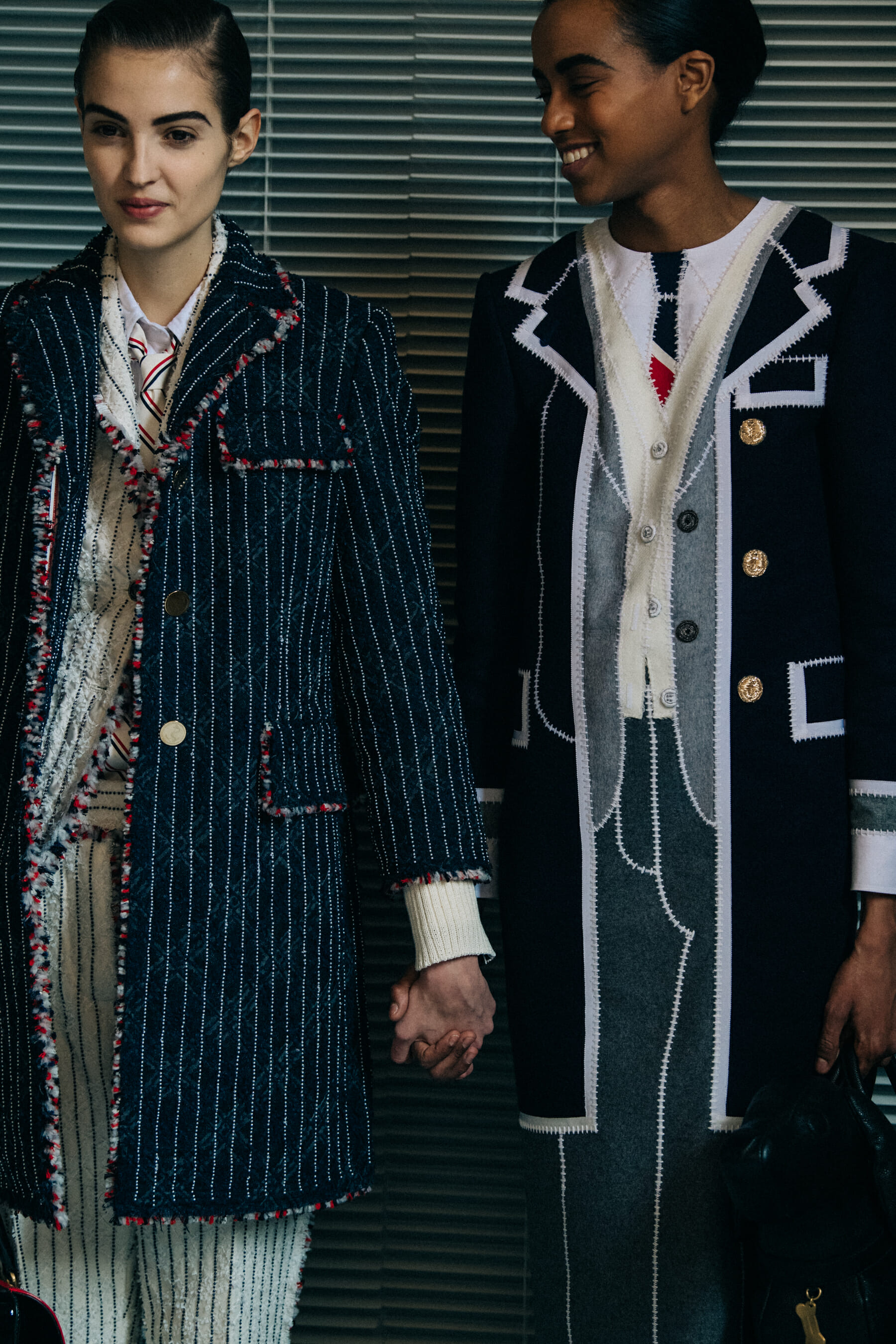 Camille Hurel backstage at Thom Browne