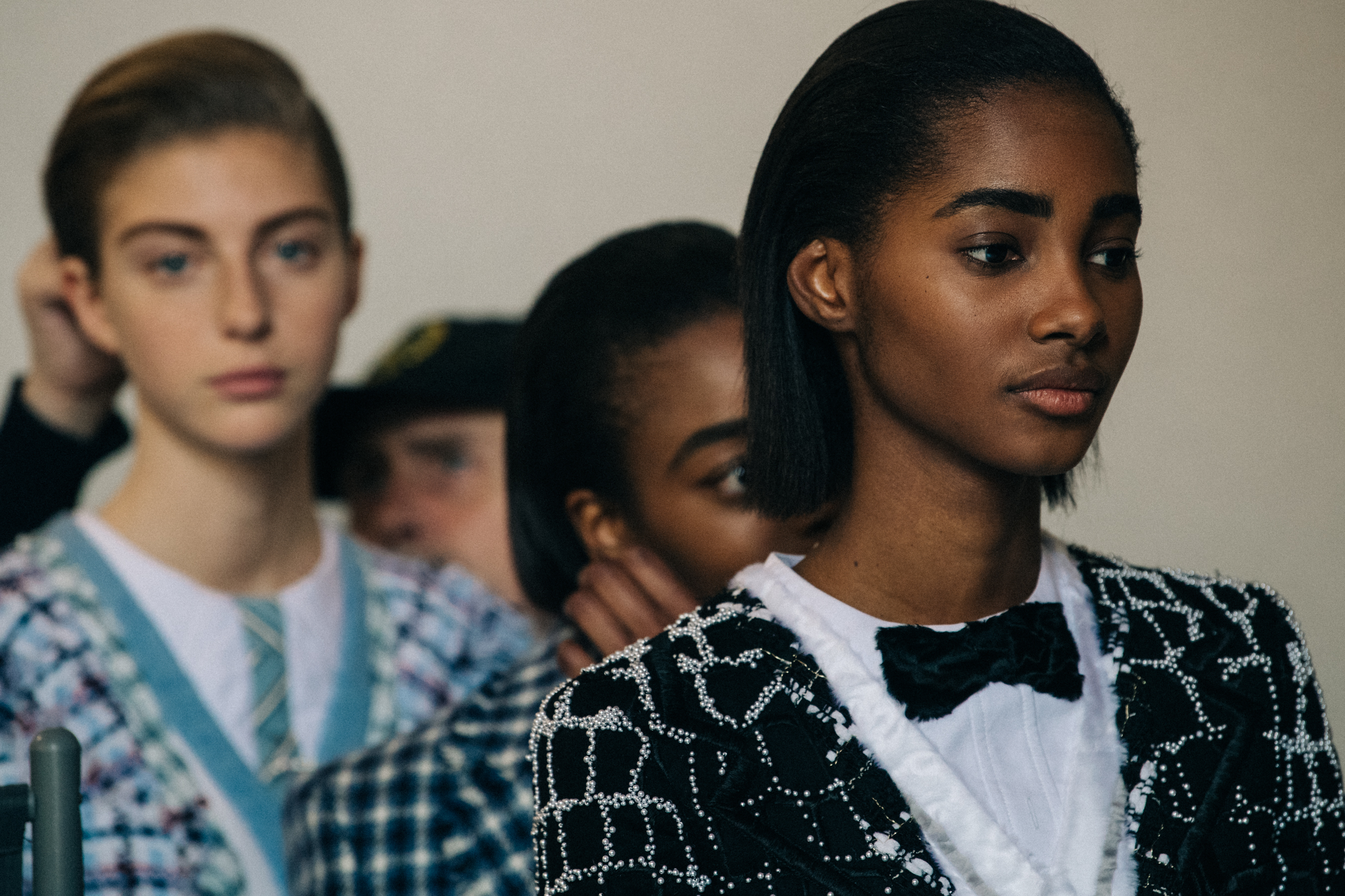 Tami Williams backstage at Thom Browne